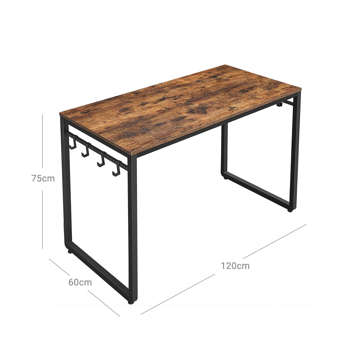 Writing Desk - Metal - Rustic Brown and Black