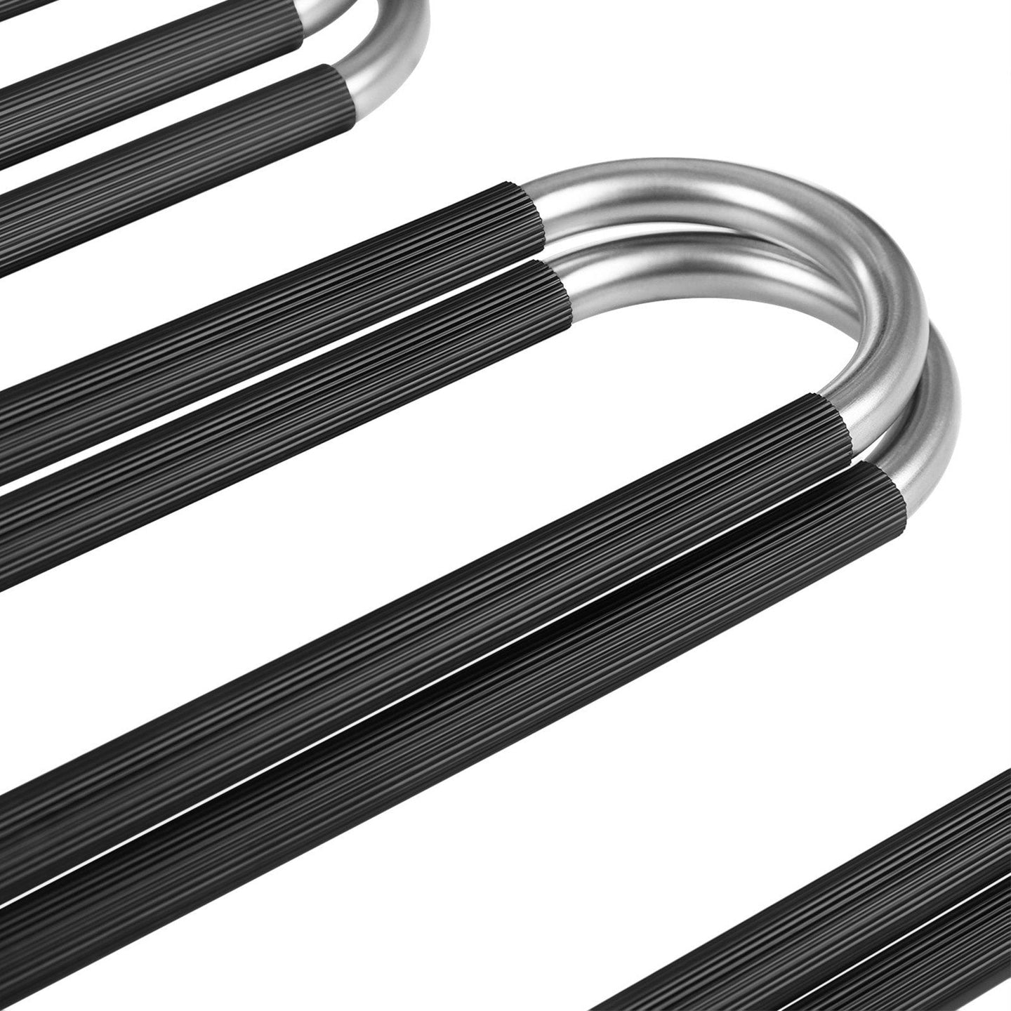 Pants Hangers - Metal - Silver and Black - Space-Saving Non-Slip 5-Tier Design