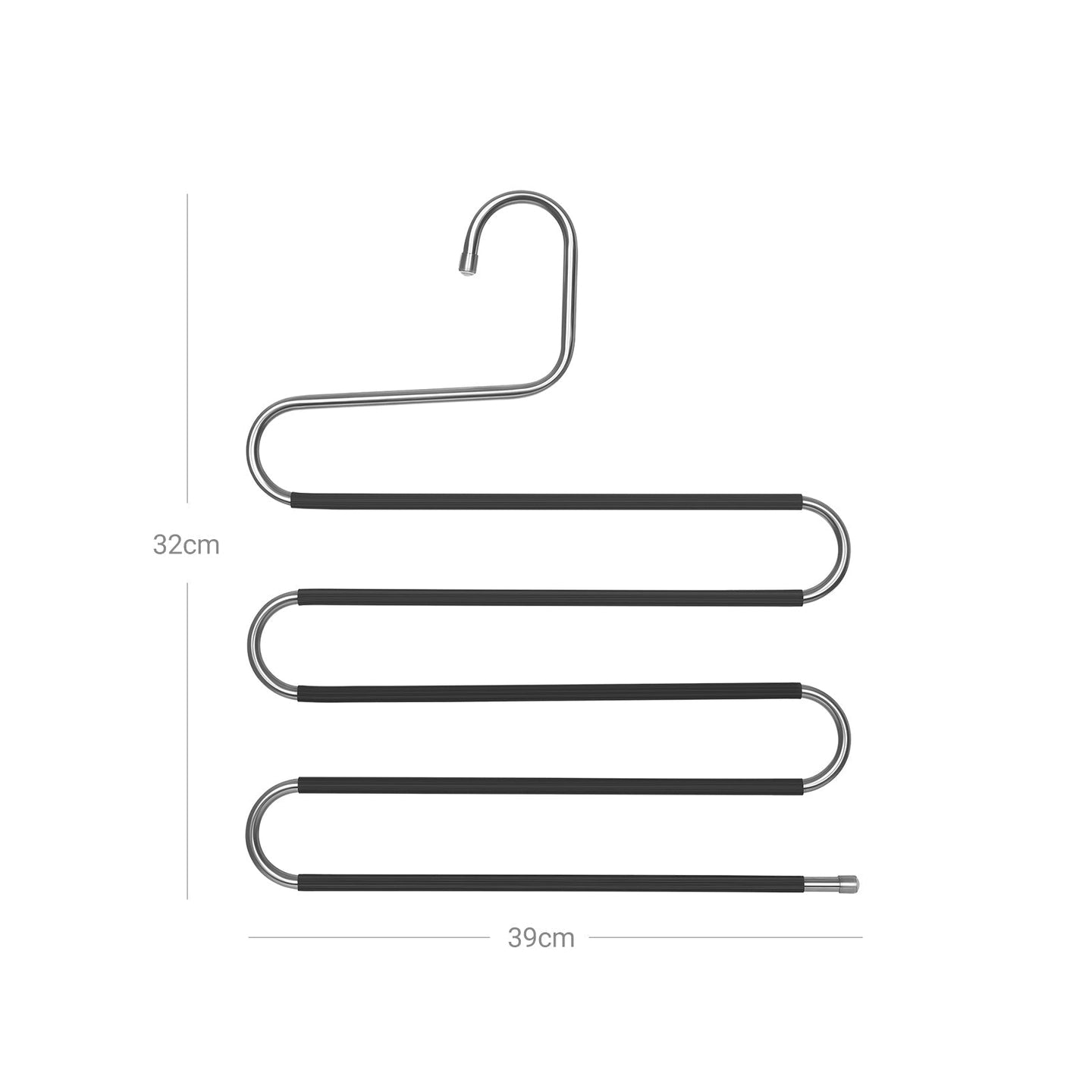 Pants Hangers - Metal - Silver and Black - Space-Saving Non-Slip 5-Tier Design