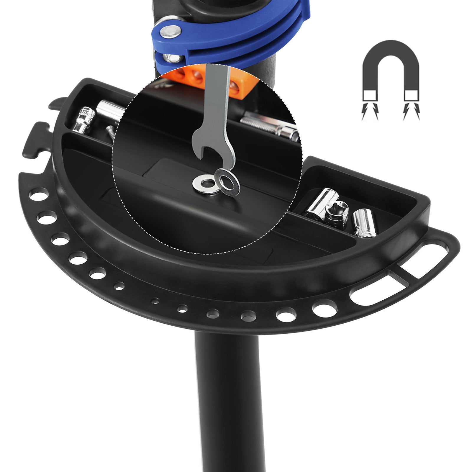 Bicycle Repair Stand - Metal - Black and Blue - Lightweight with Quick Release and Tool Tray