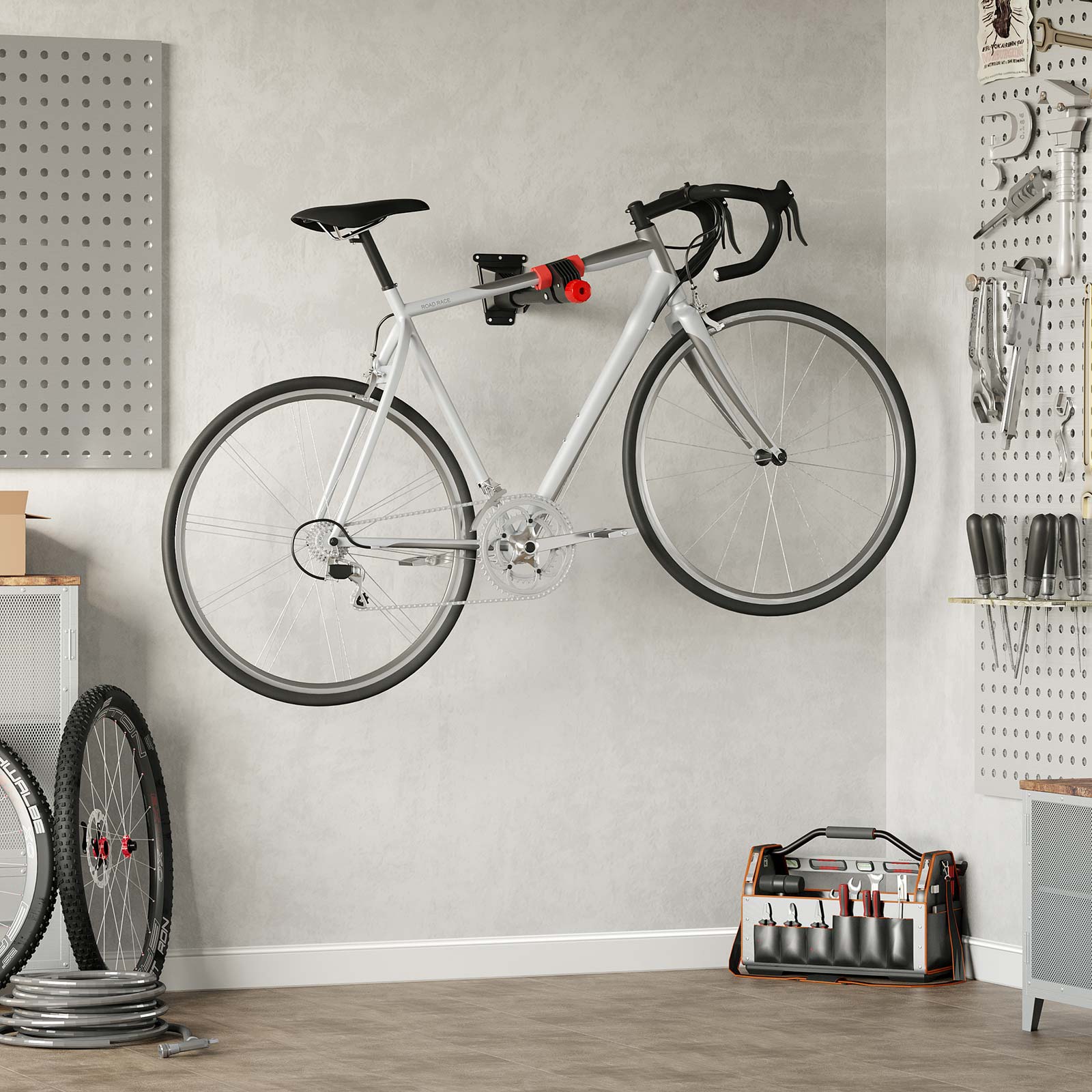 Wall-Mounted Bike Repair Stand - Heavy-Duty Steel - Black - 360-Degree Rotation