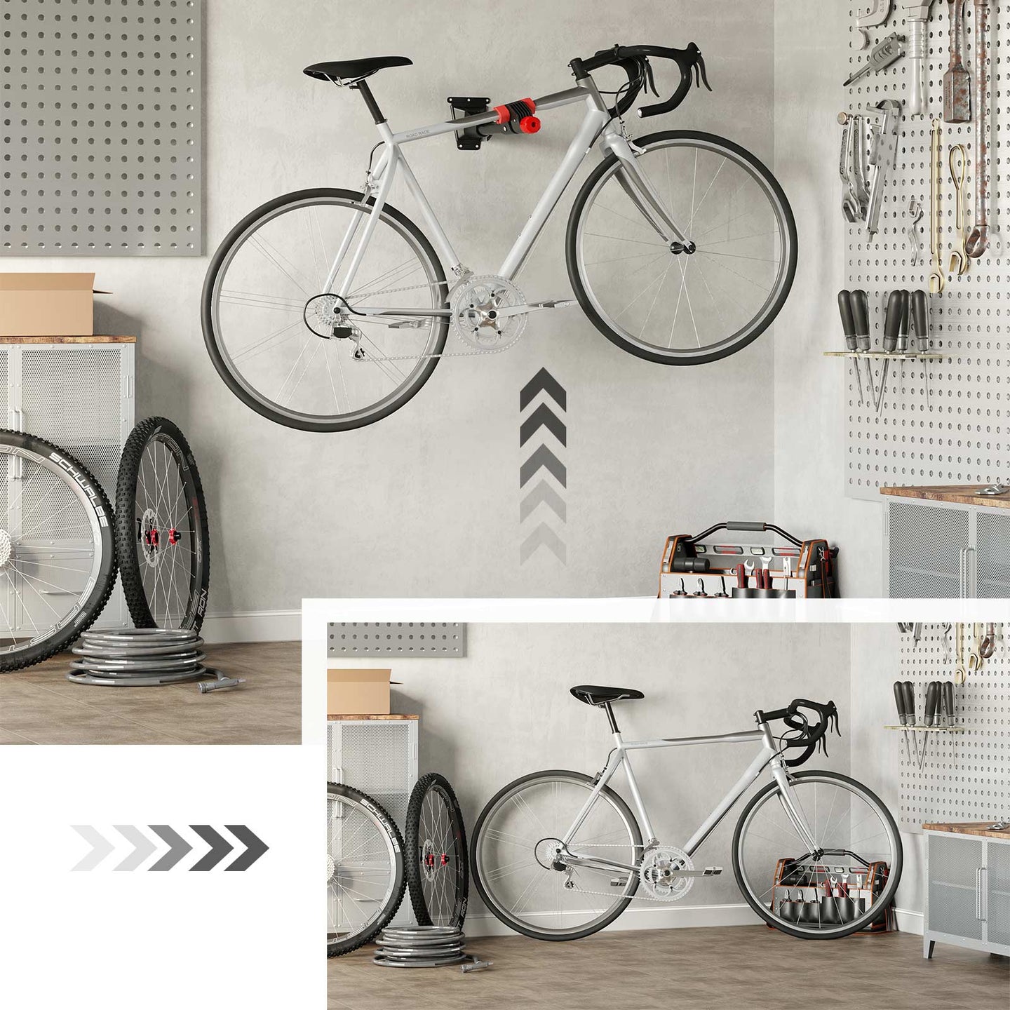 Wall-Mounted Bike Repair Stand - Heavy-Duty Steel - Black - 360-Degree Rotation