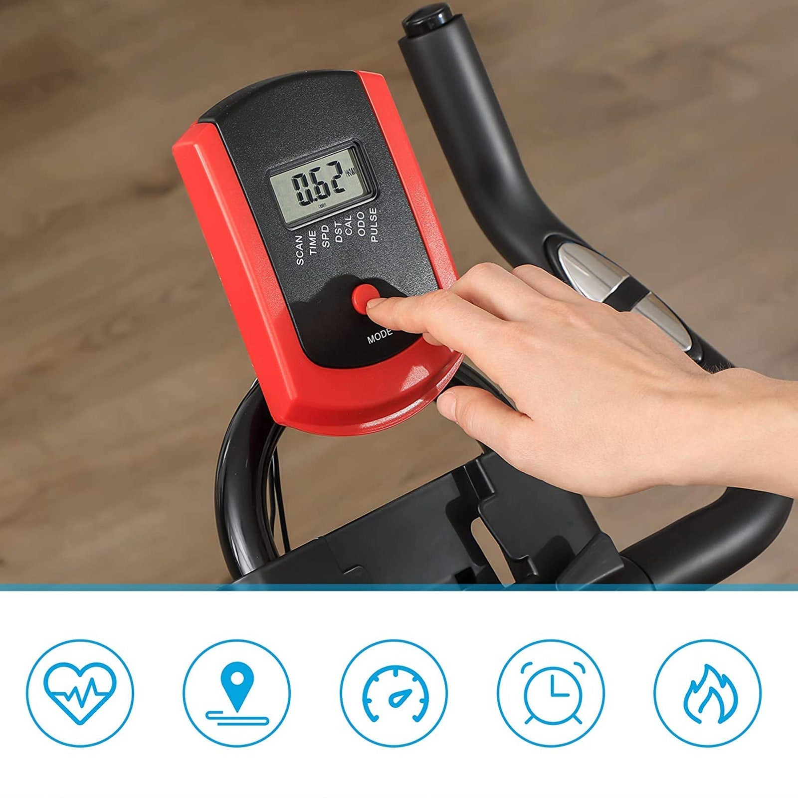 Indoor Cycling Bike - Steel - Black and Red - Adjustable Handlebar