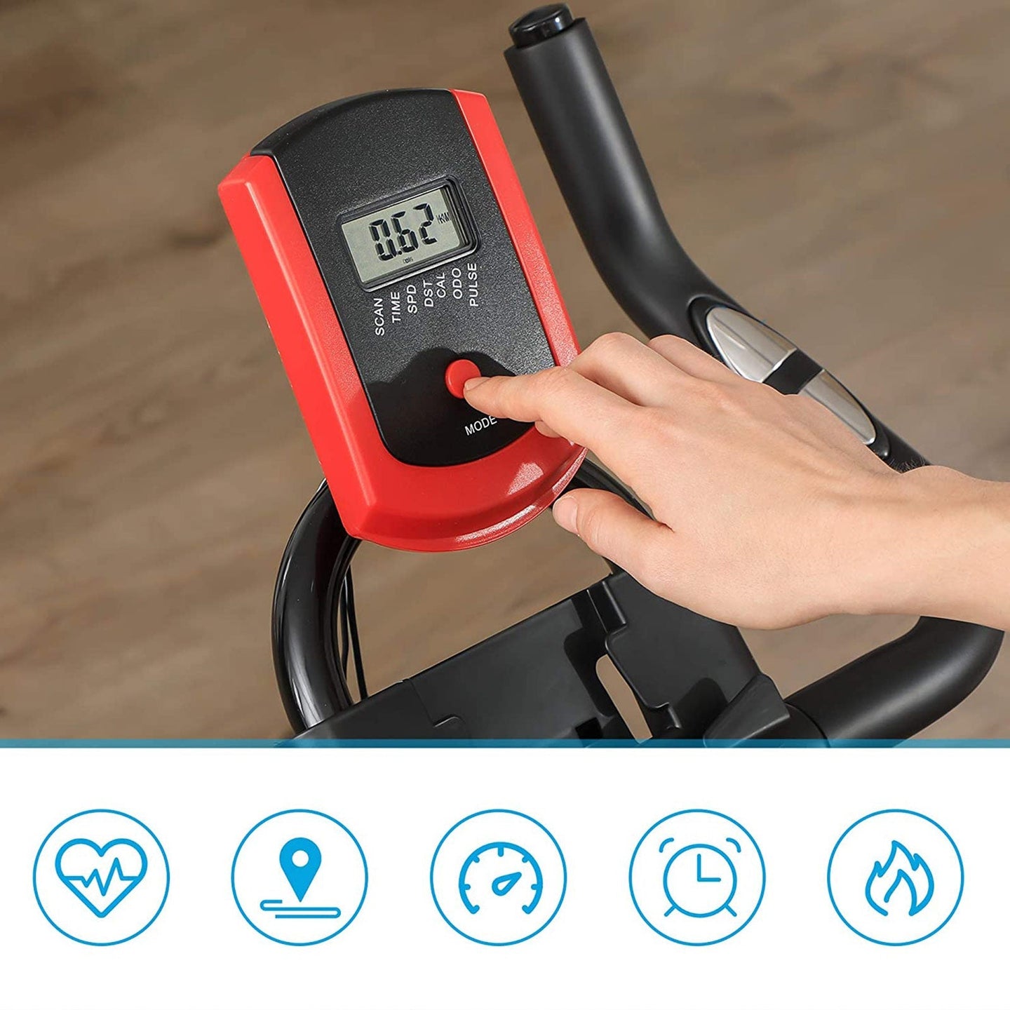 Indoor Cycling Bike - Steel - Black and Red - Adjustable Handlebar