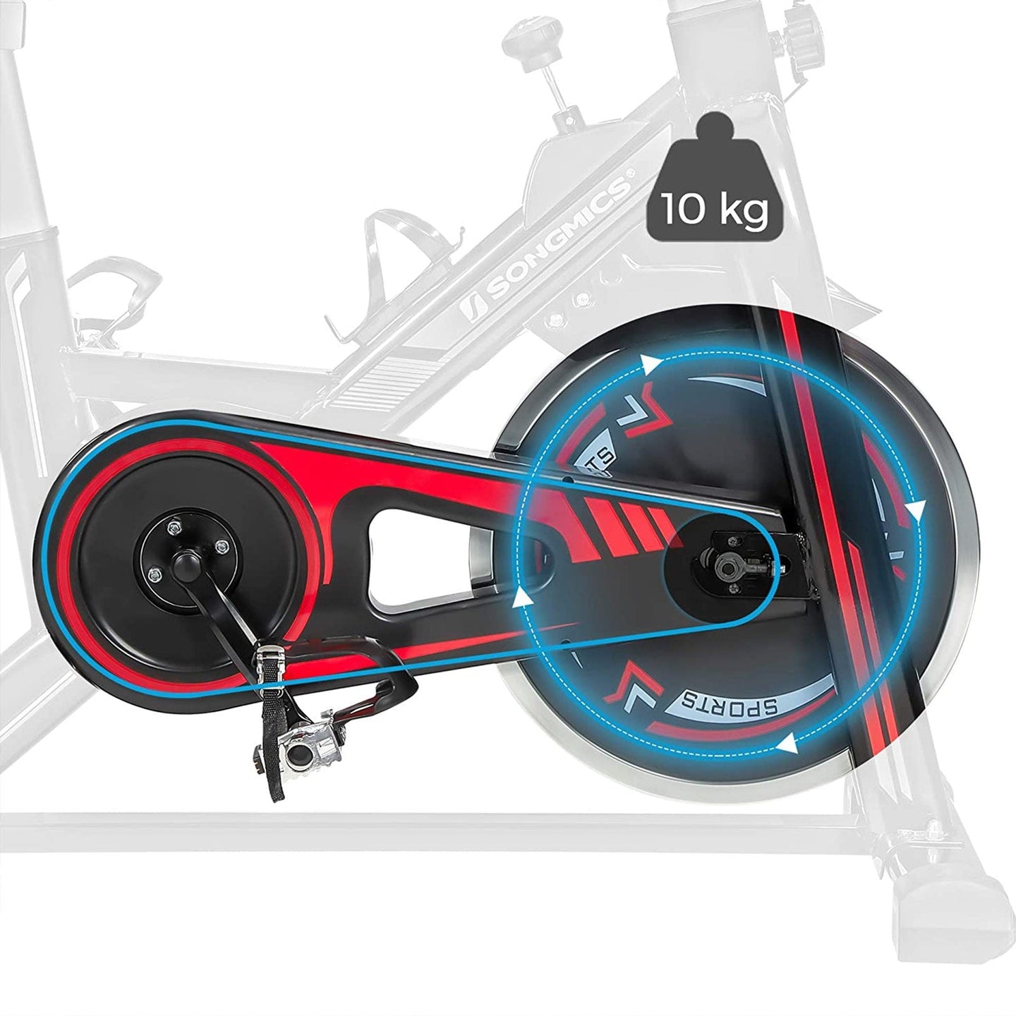 Indoor Cycling Bike - Steel - Black and Red - Adjustable Handlebar