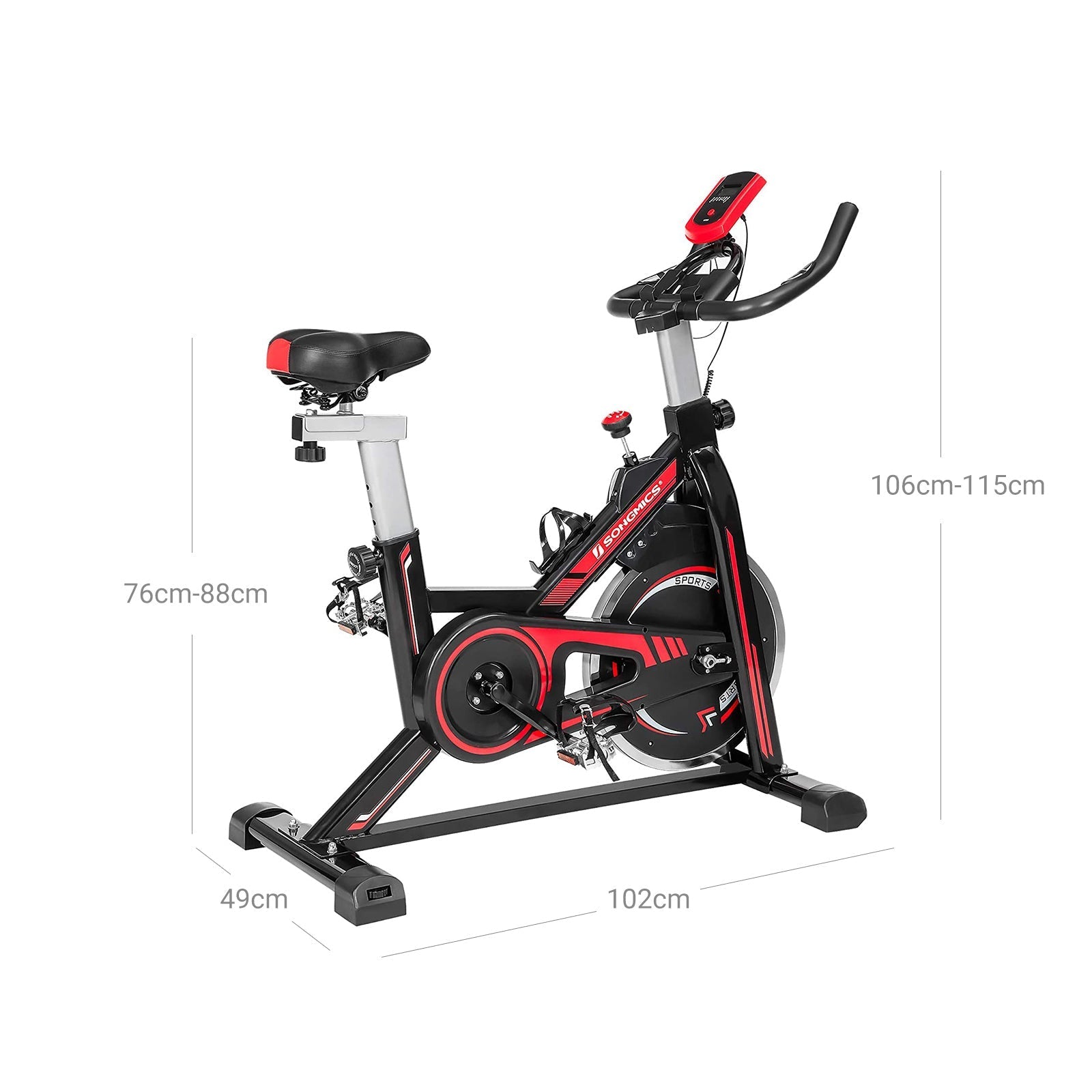 Indoor Cycling Bike - Steel - Black and Red - Adjustable Handlebar