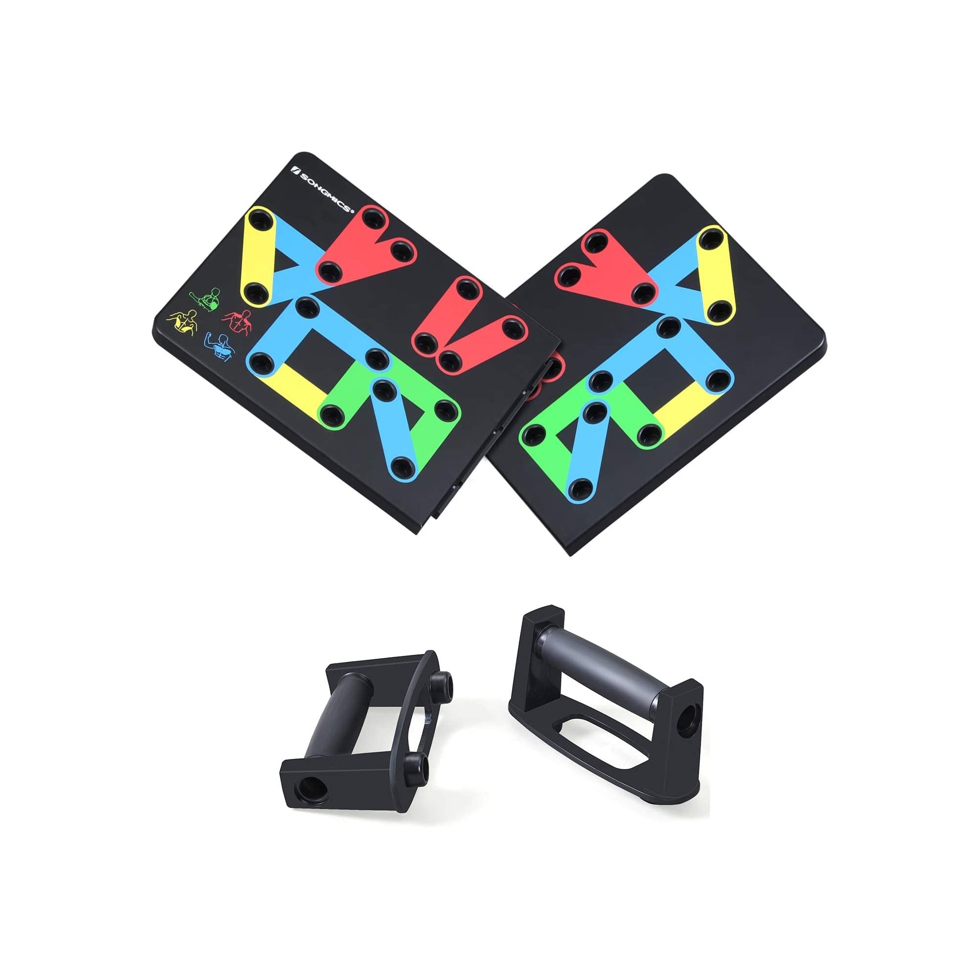 Push-Up Board - Plastic - Black - 14-in-1 Color-Coded Portable Fitness Tool