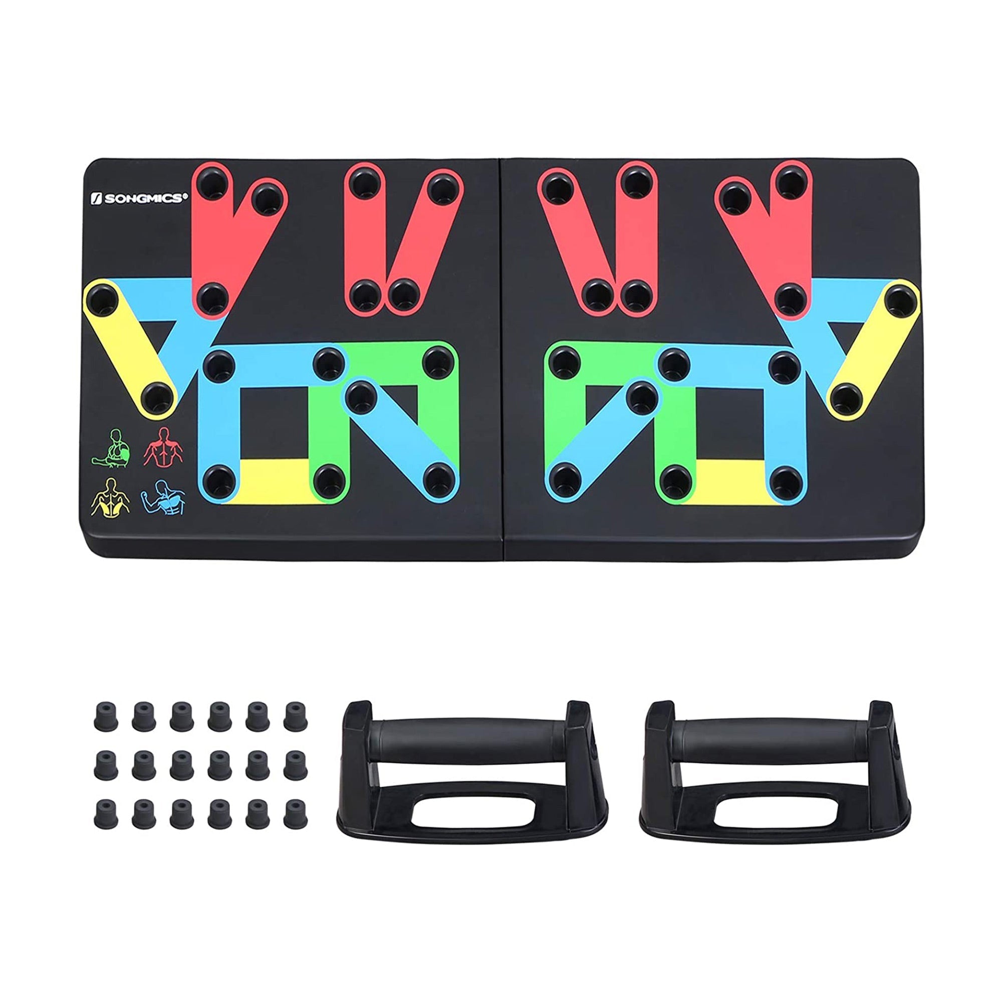 Push-Up Board - Plastic - Black - 14-in-1 Color-Coded Portable Fitness Tool