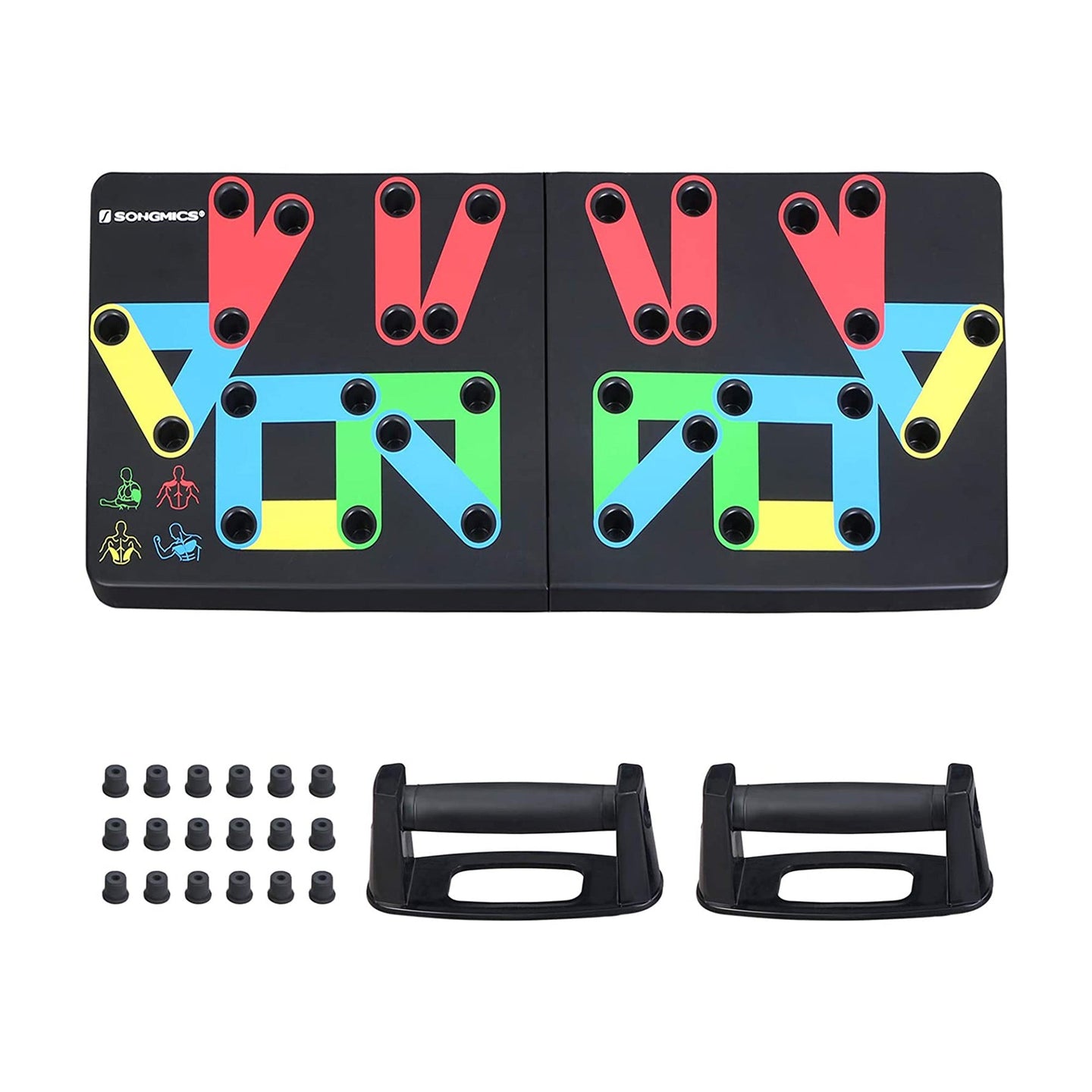 Push-Up Board - Plastic - Black - 14-in-1 Color-Coded Portable Fitness Tool