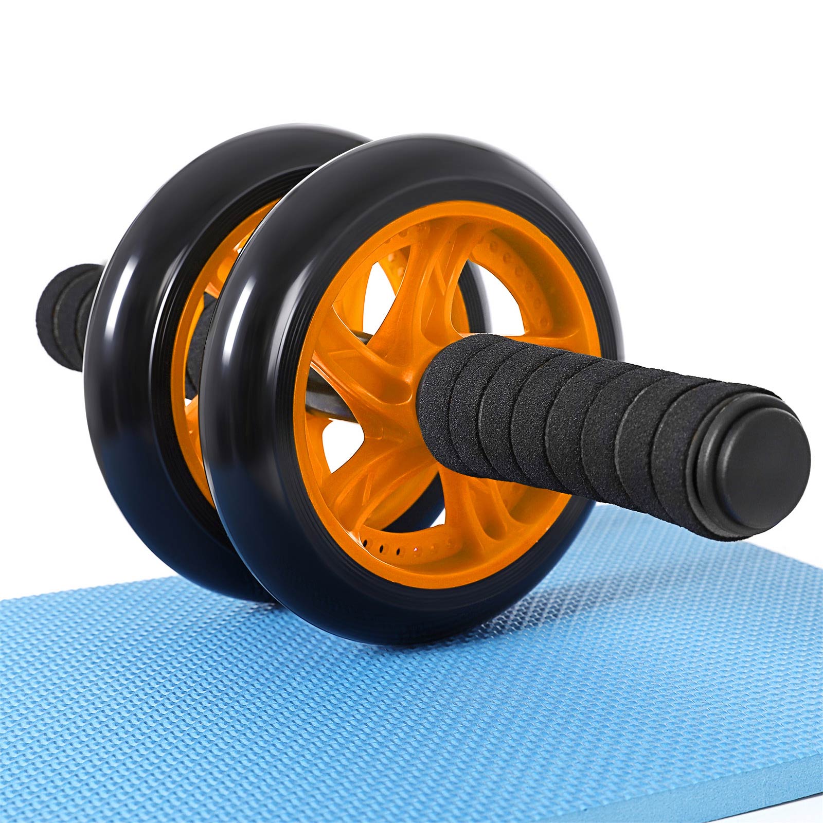 Abdominal Roller - Foam - Red - Comfortable Non-Slip Handles with Extra Thick Knee Pad Mat