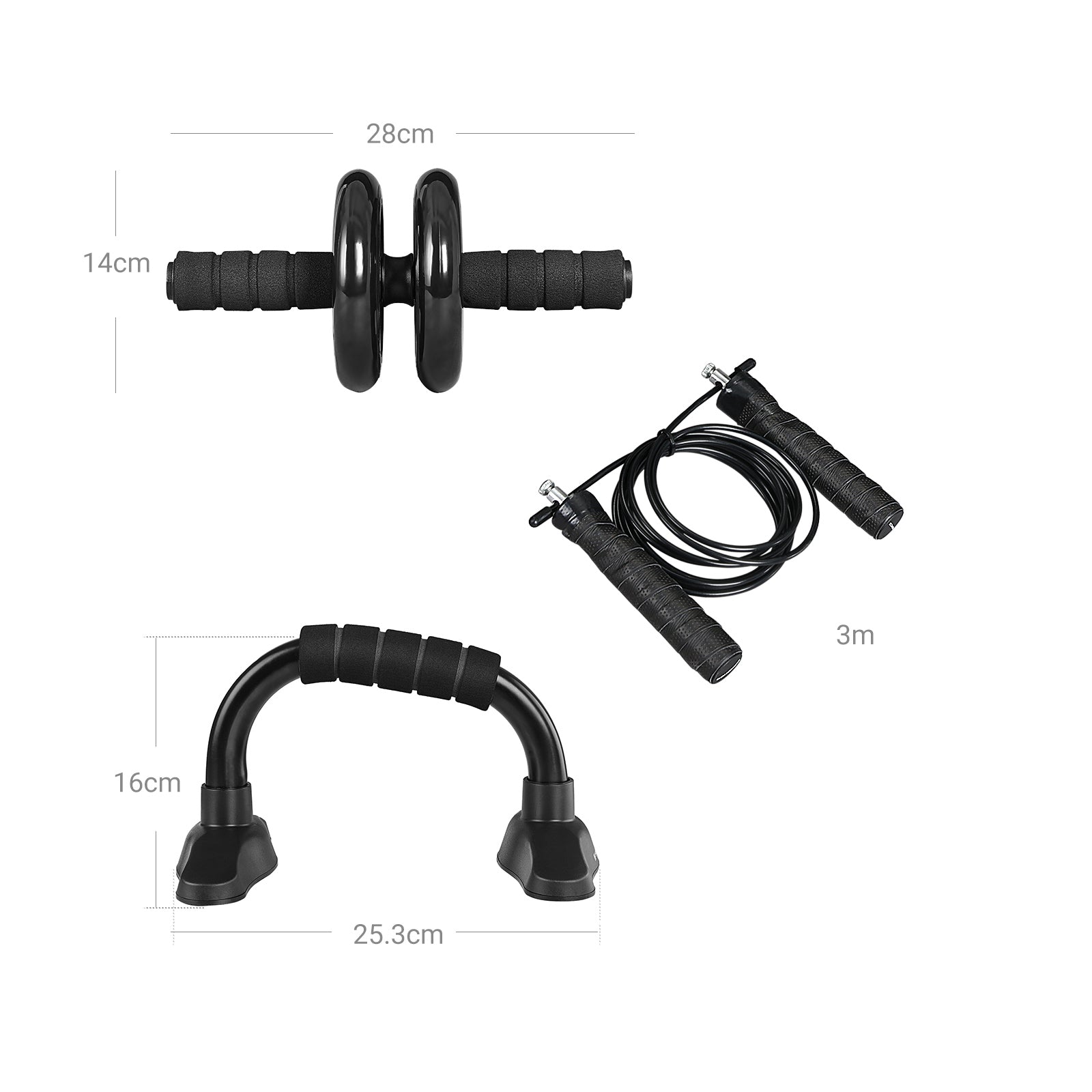 3-In-1 Home Gym Equipment Set - Black - Durable Materials