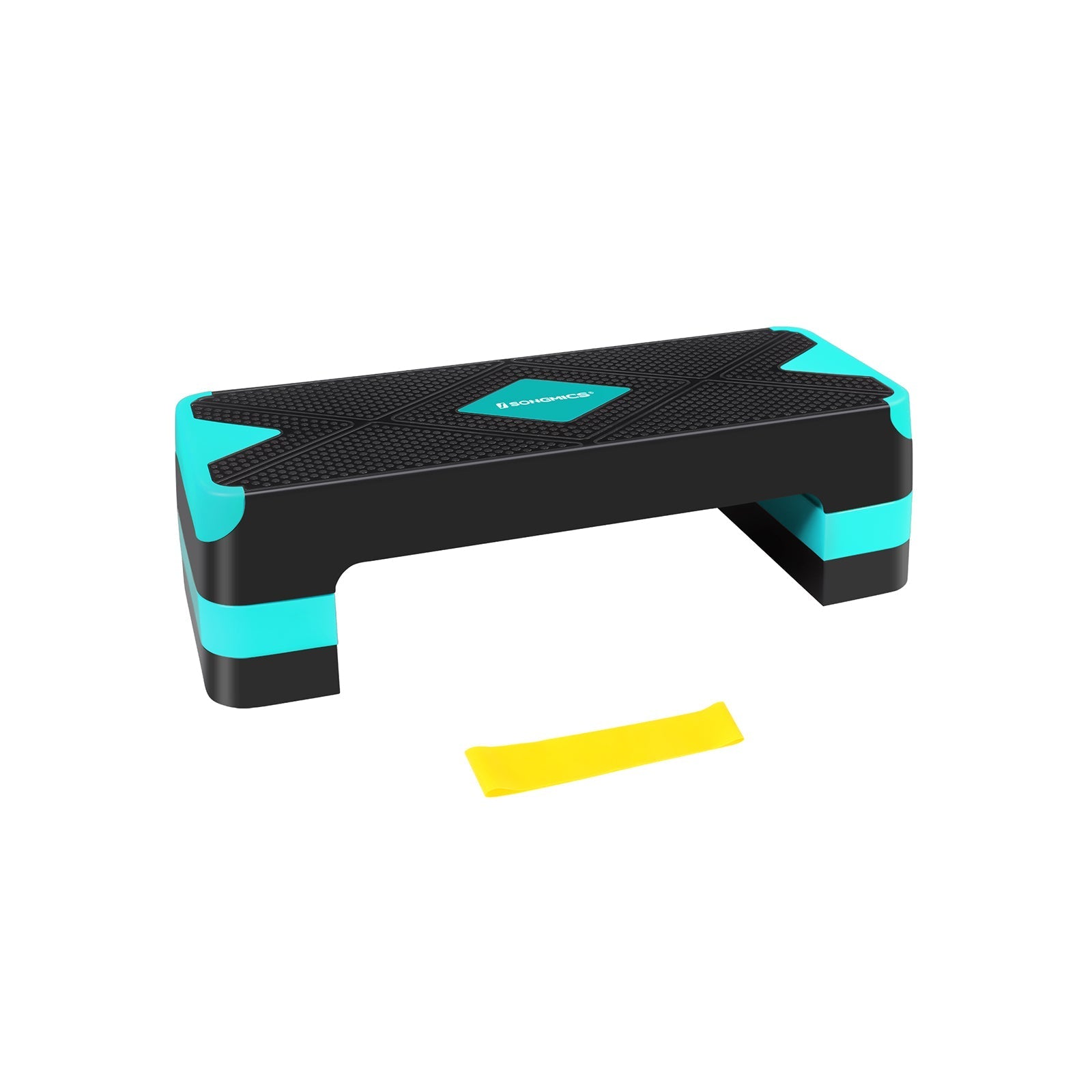 Step Platform - Plastic - Black and Grey - Height-Adjustable with Resistance Band