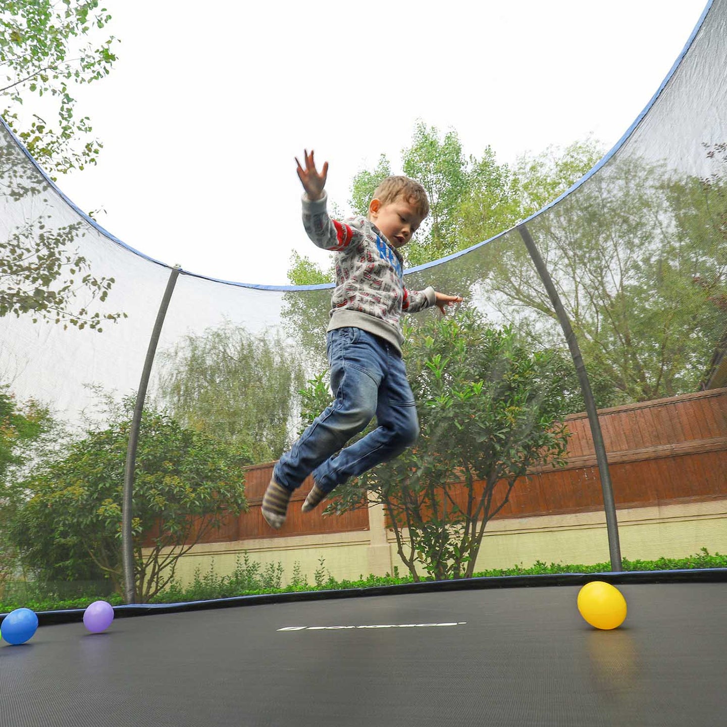 Trampoline Safety Net - Mesh - Black - For 12 ft Round Trampoline with 8 Straight Poles