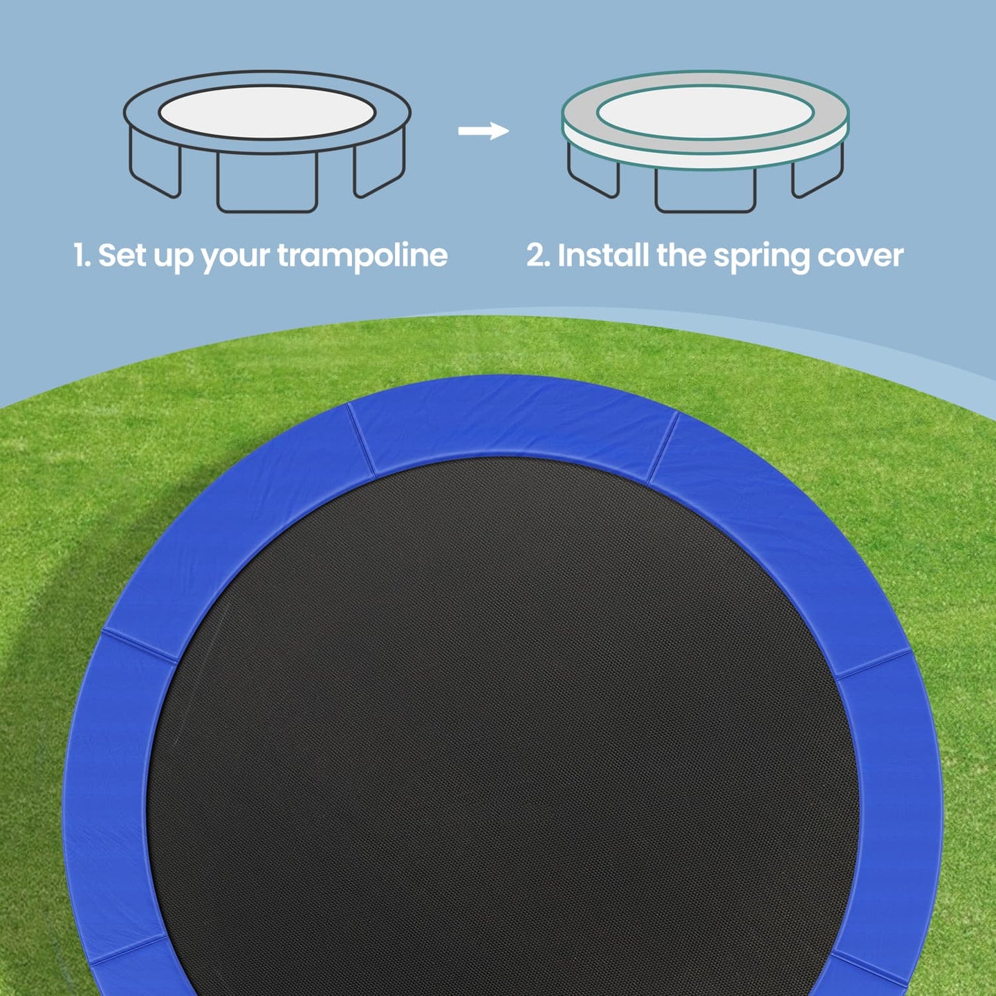 Trampoline Safety Pad - Green - 10 ft Replacement Spring Cover with Edge Protection