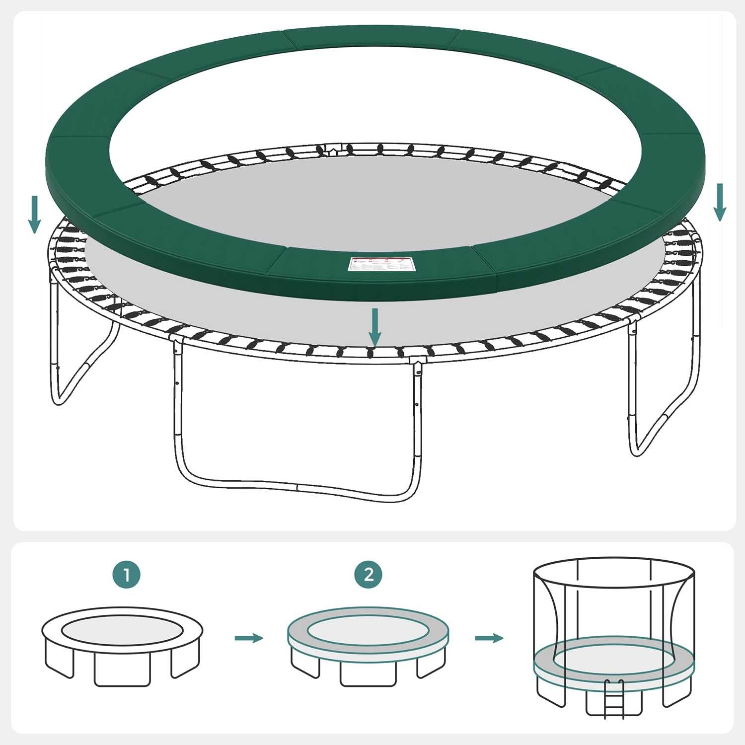 Trampoline Safety Protection Pad - Green - UV-Resistant & Tear-Resistant