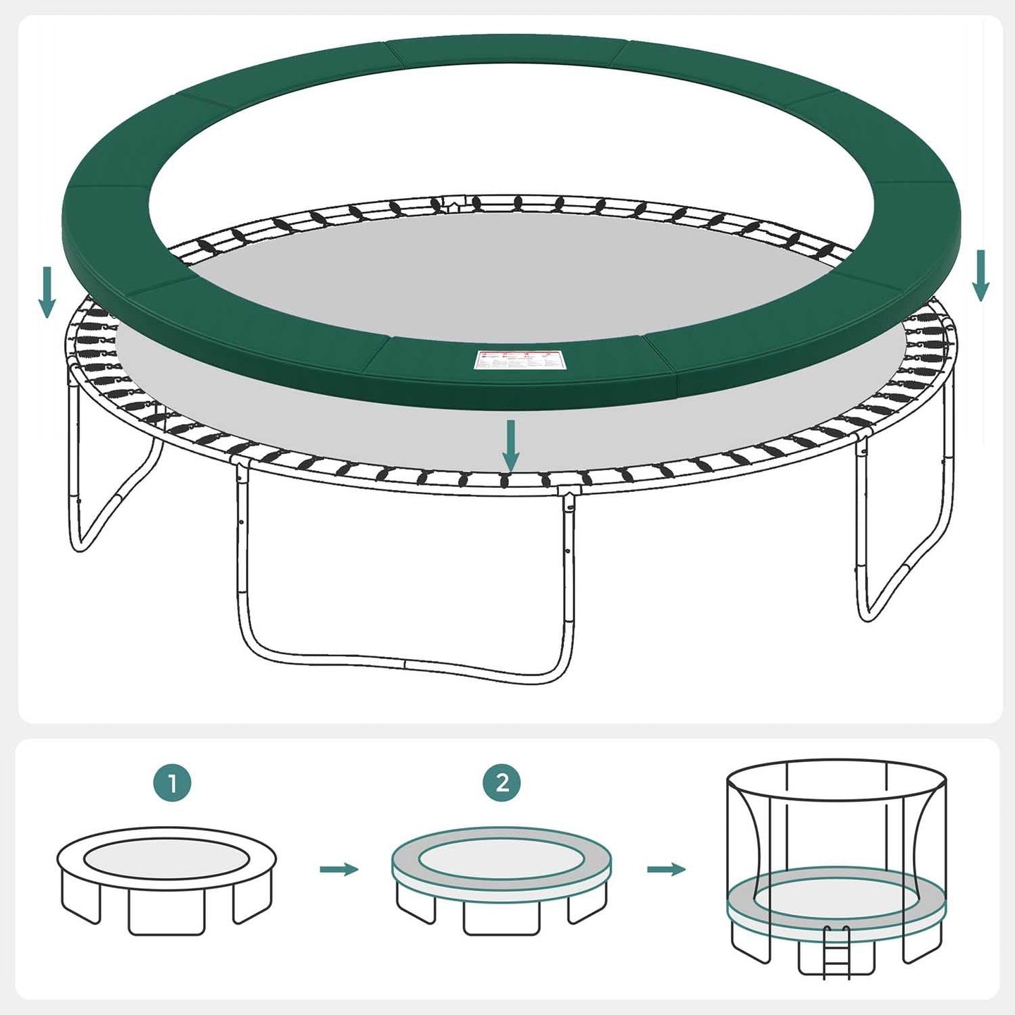 Trampoline Safety Protection Pad - Green - UV-Resistant & Tear-Resistant