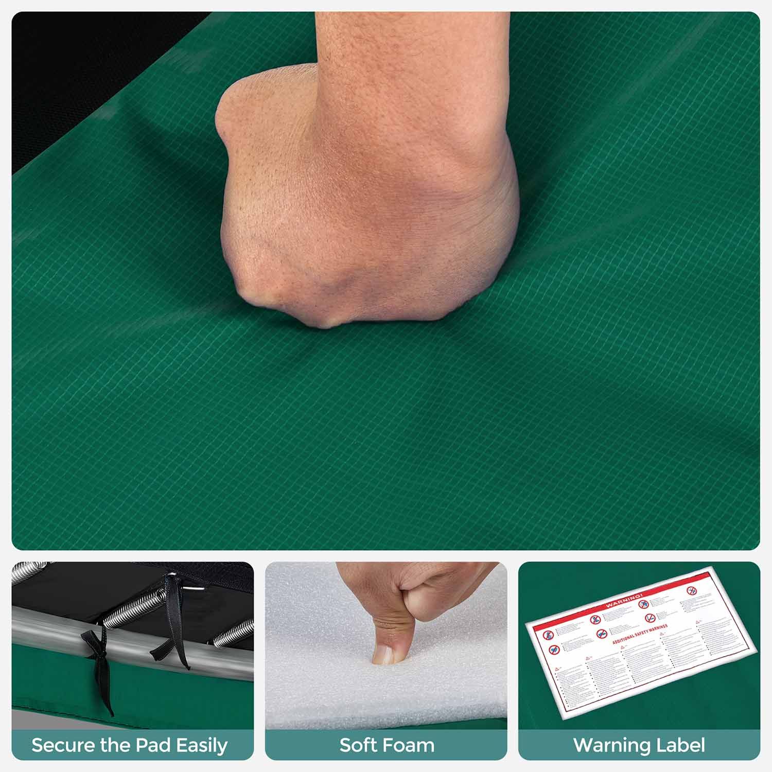 Trampoline Safety Protection Pad - Green - UV-Resistant & Tear-Resistant