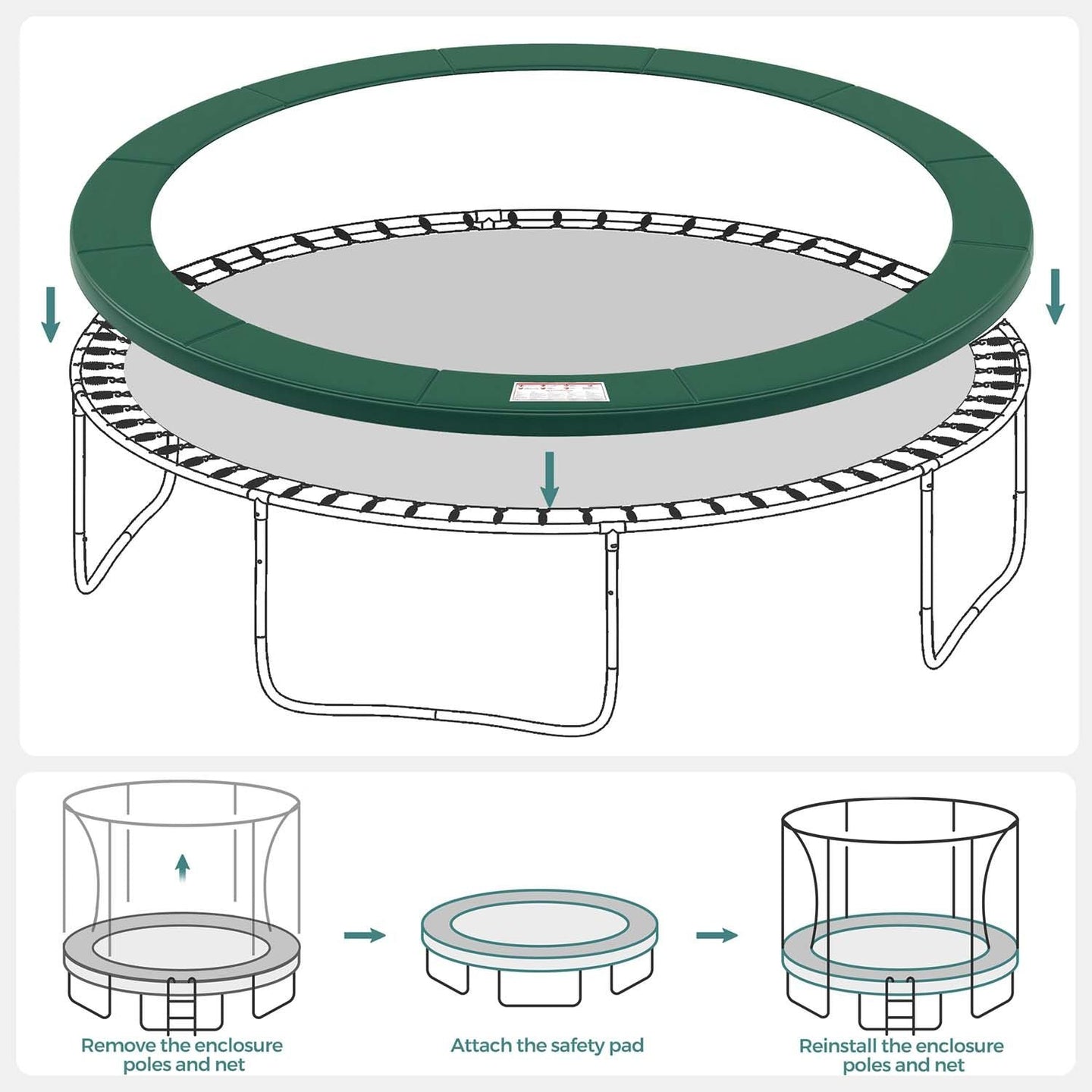 Replacement Trampoline Safety Pad Mat - 30 cm Wide - UV-Resistant