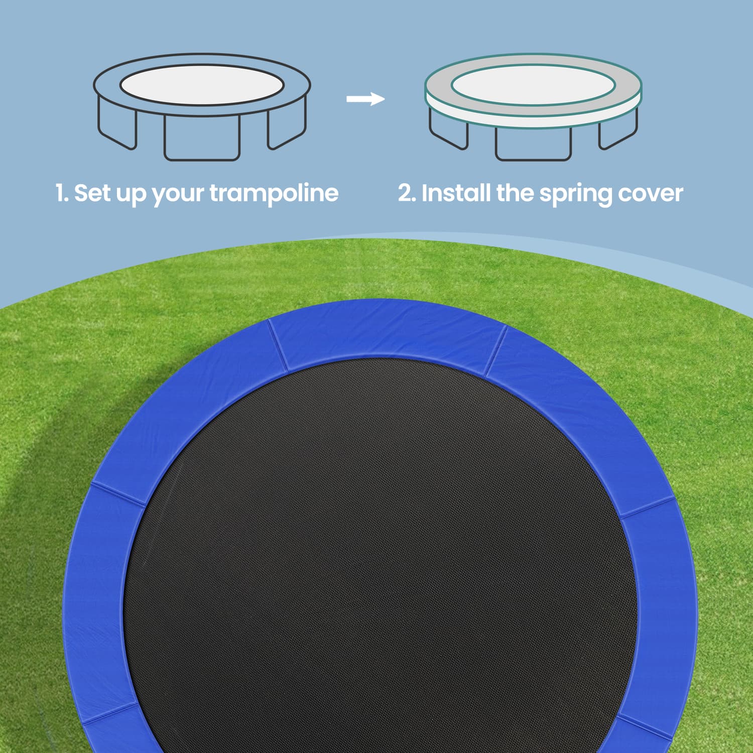 Trampoline Safety Pad - Green - 8 ft Replacement Spring Cover and Edge Protection