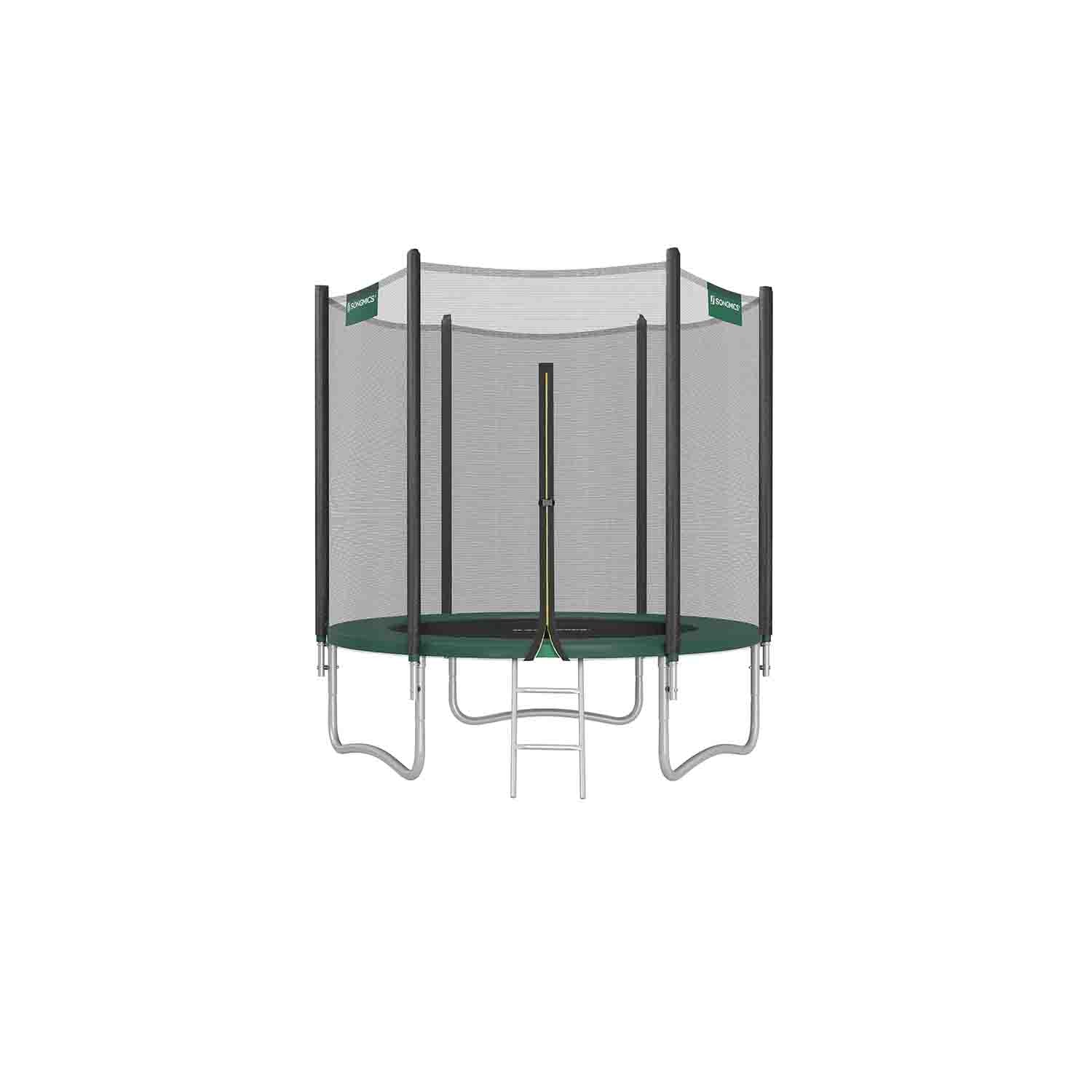 Trampoline - 10 ft - Dark Green - Complete Set with Safety Enclosure Net and Ladder