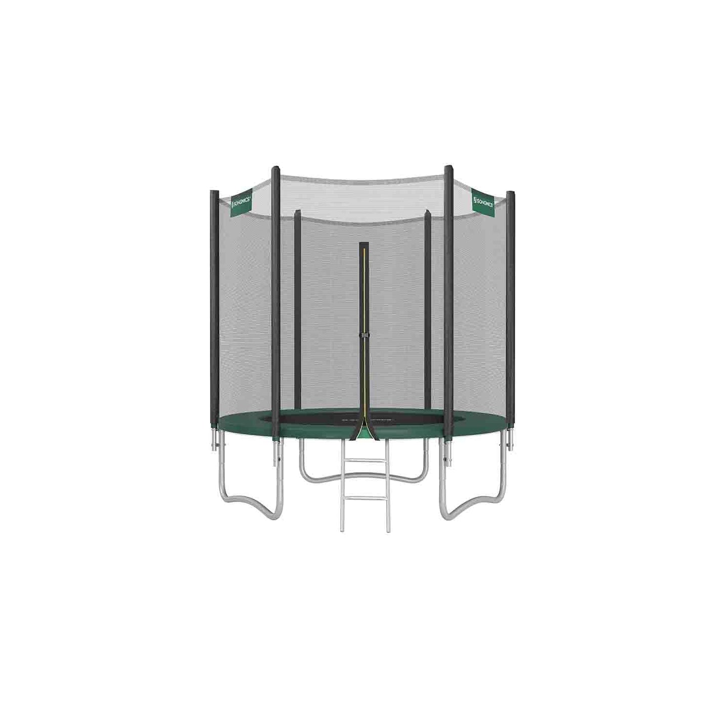 Trampoline - 10 ft - Dark Green - Complete Set with Safety Enclosure Net and Ladder