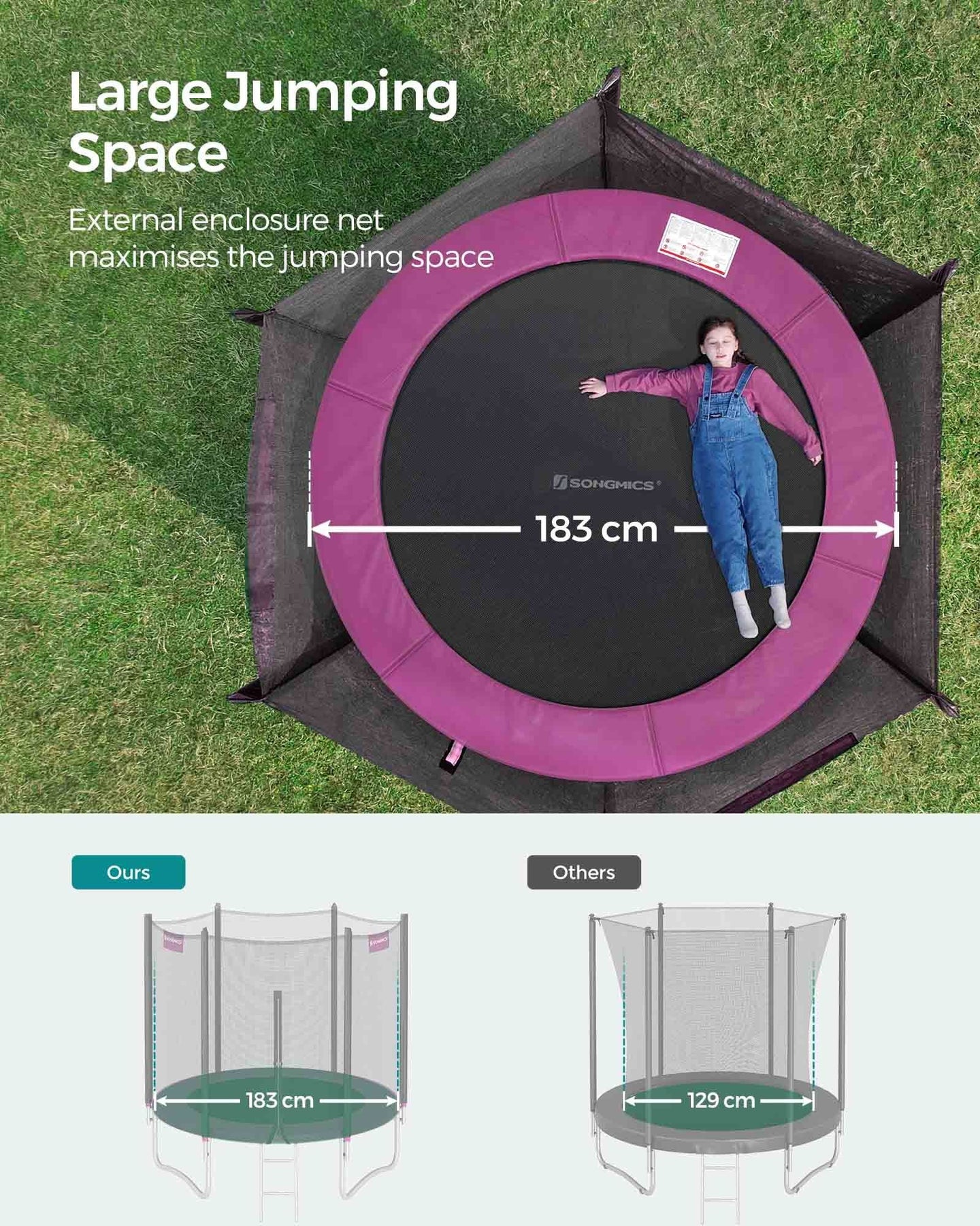 Trampoline - Steel - Pink - 6ft with Safety Enclosure Net