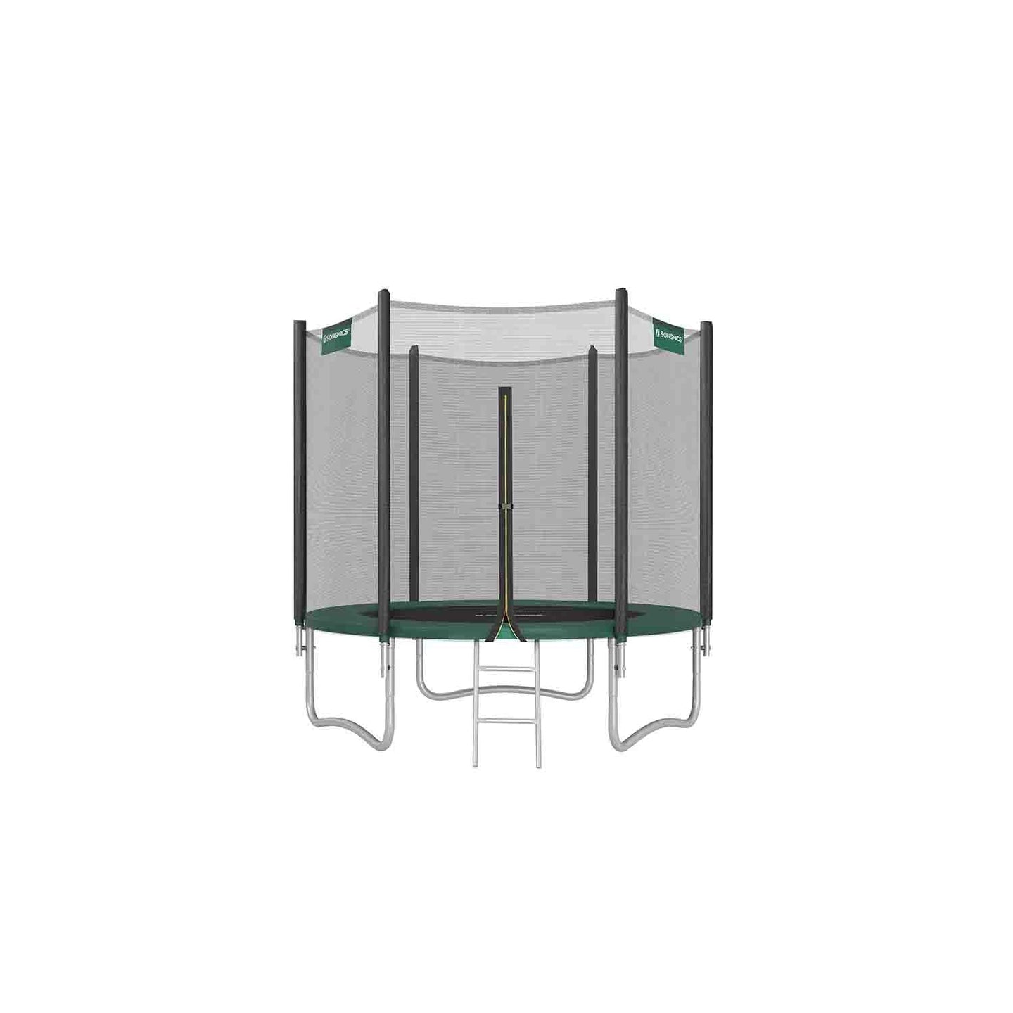 Trampoline - Steel - Dark Green - 10 ft with Safety Enclosure Net and Ladder