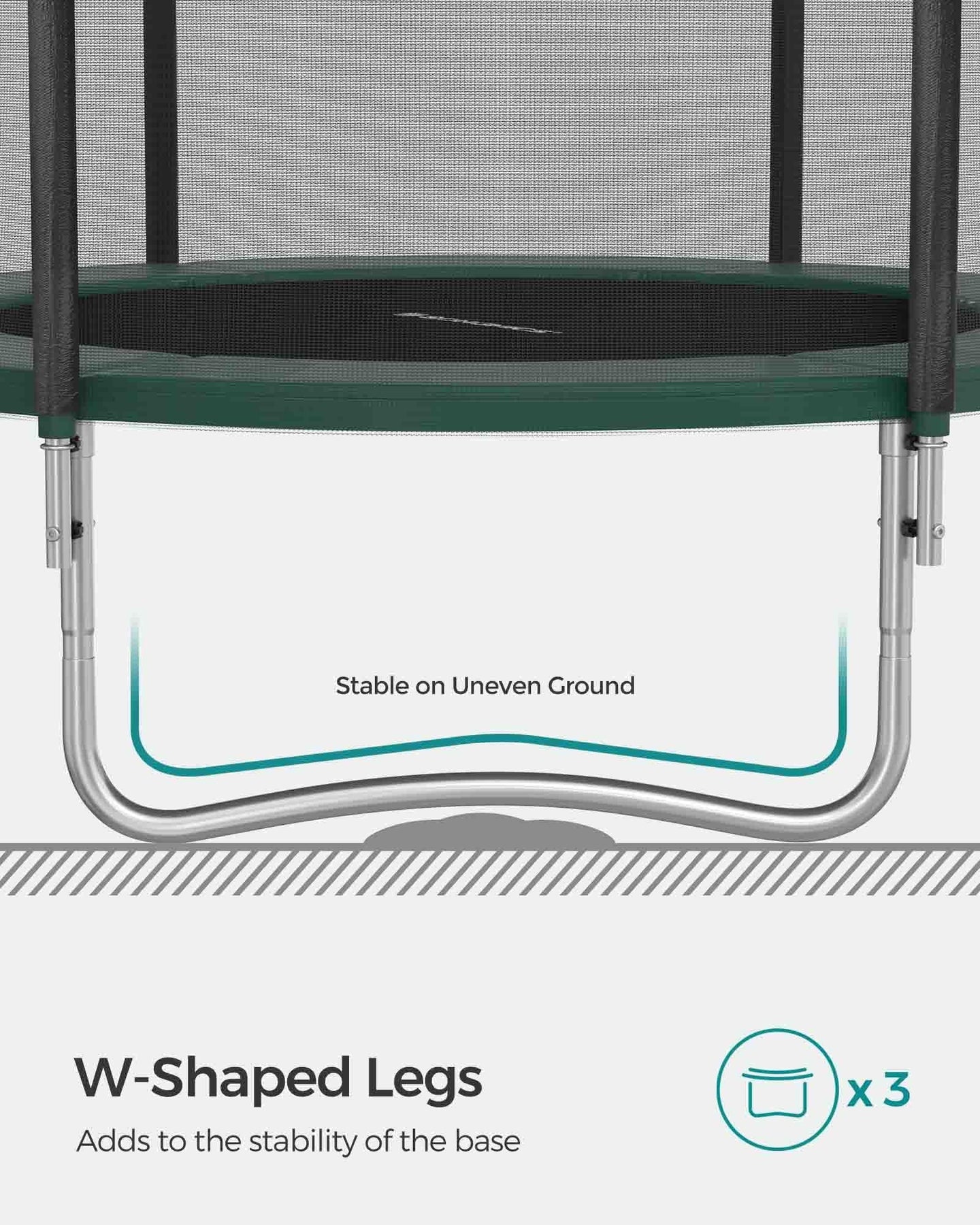 Trampoline - Steel - Dark Green - 10 ft with Safety Enclosure Net and Ladder