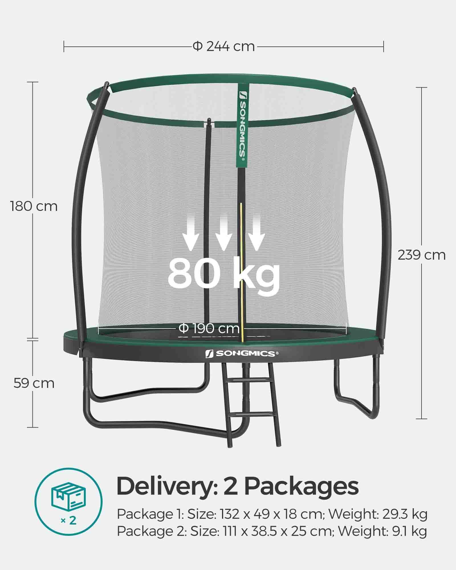 Trampoline - Metal - Blue - Safety Enclosure Net with TÜV Rheinland GS Certification 10 ft