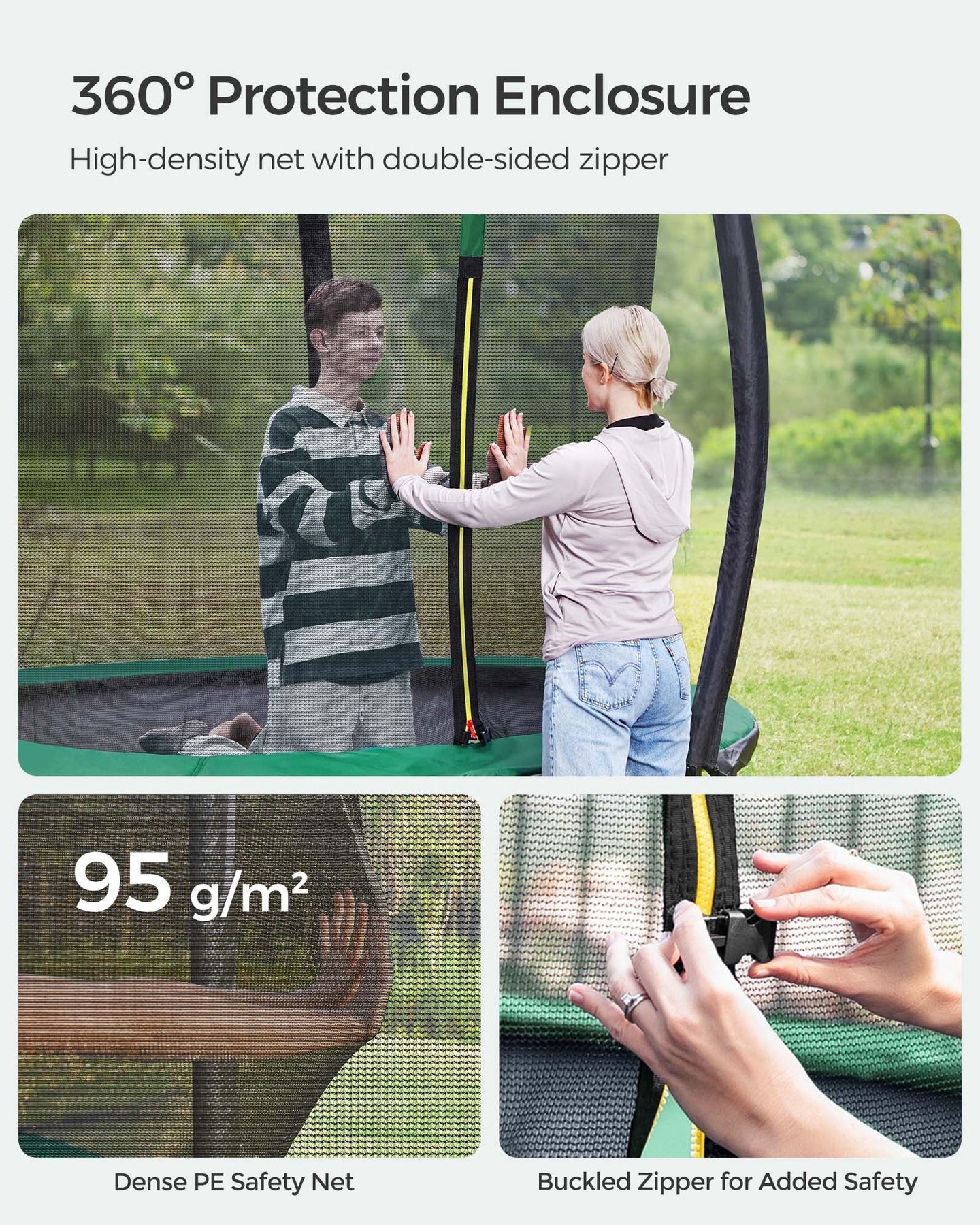 Trampoline - Metal - Blue - Safety Enclosure Net with TÜV Rheinland GS Certification 10 ft
