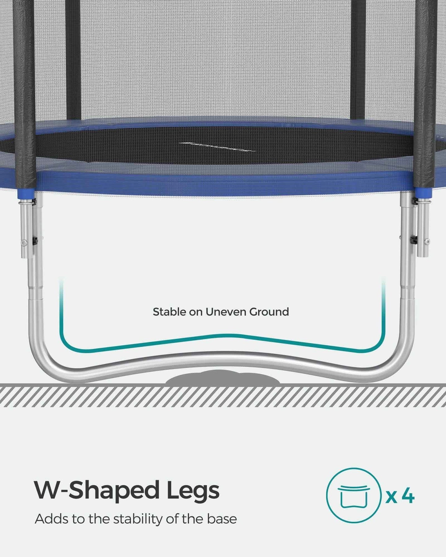 Trampoline - Fabric - Blue - Complete Set with Safety Enclosure and Ladder