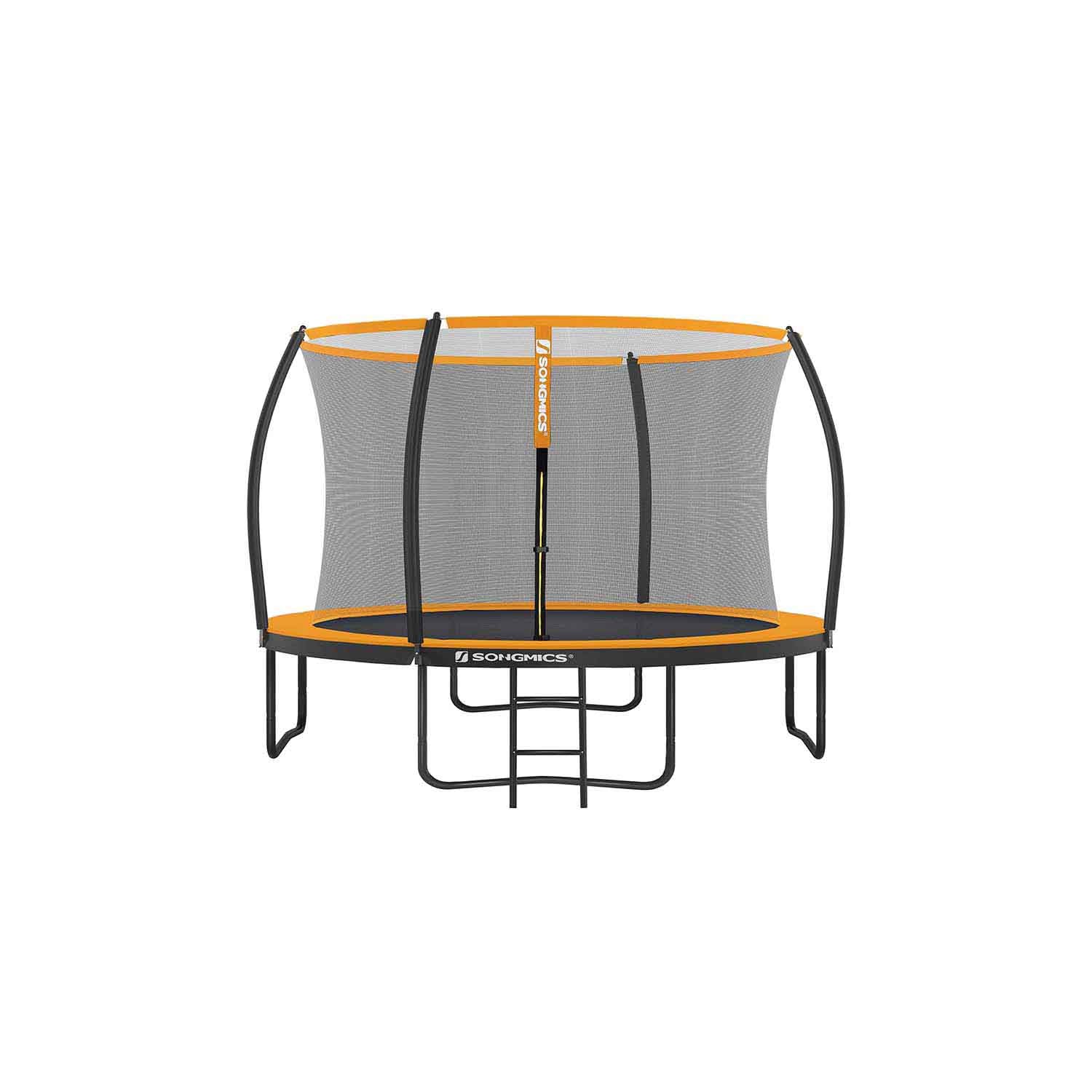 Kids Trampoline - Steel - Black and Blue - 12 ft with Safety Net and Safety Pad