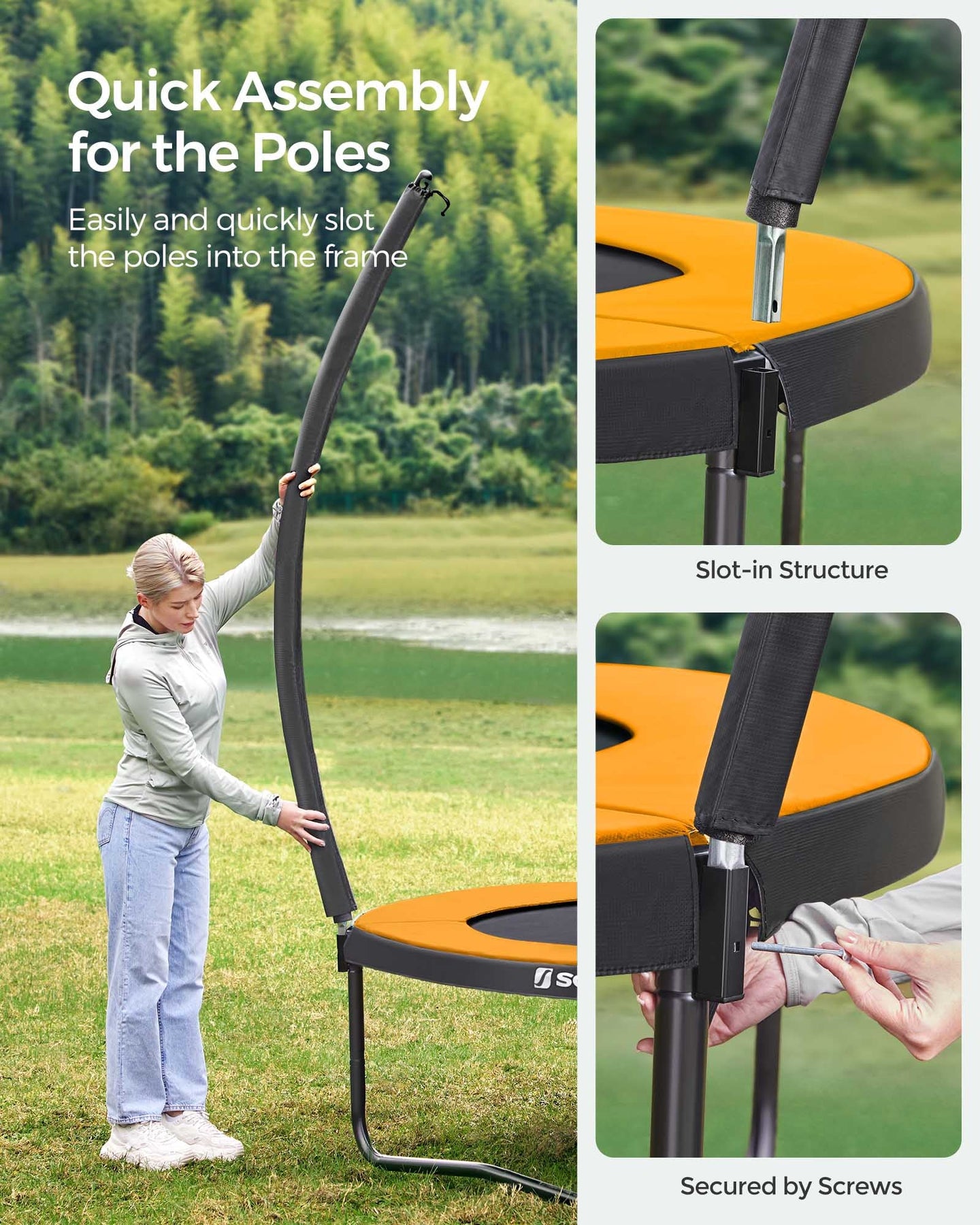 Round Trampoline - 12ft - Metal - Safety Net Enclosure with Ladder and Padded Arch Poles