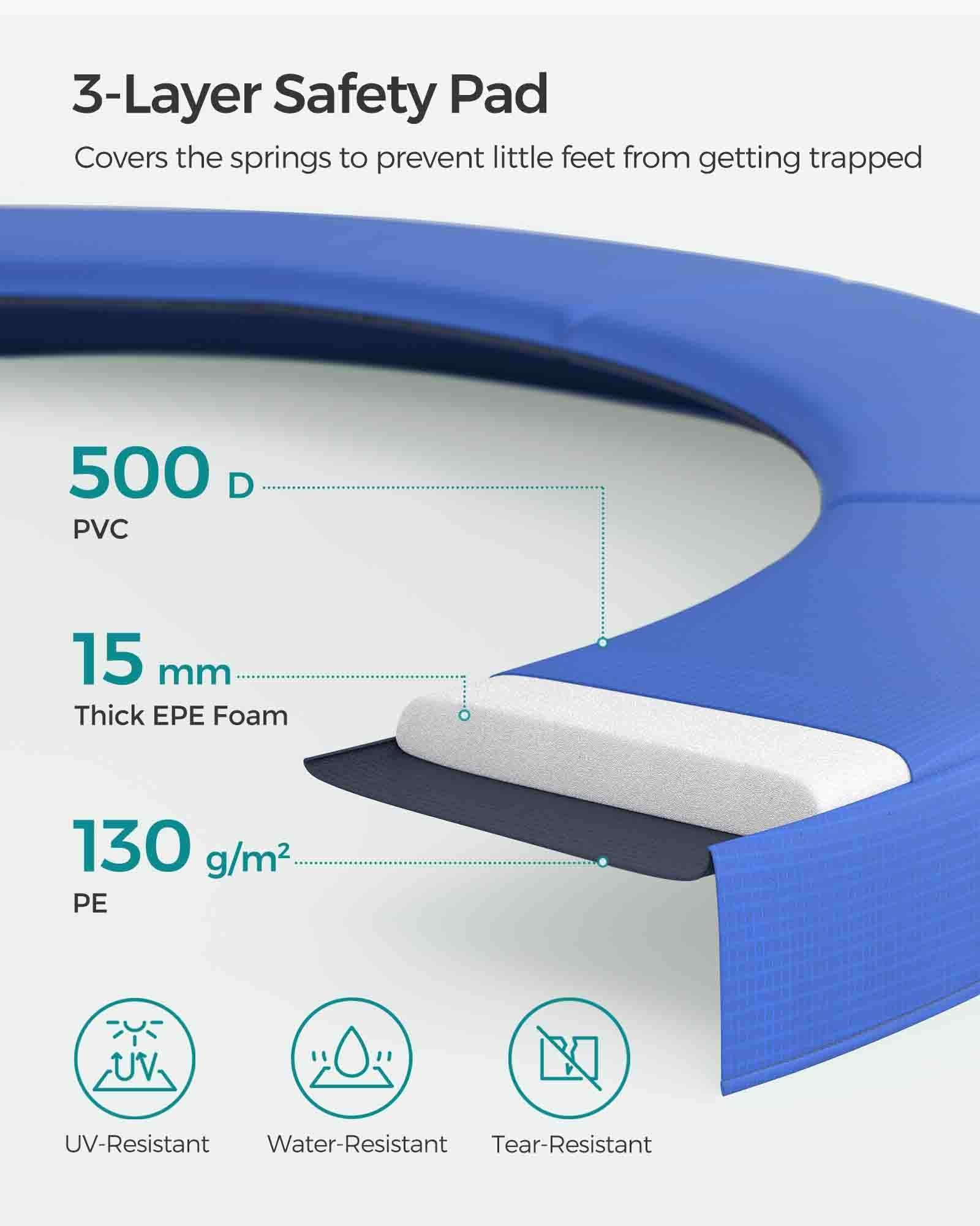 Trampoline - Steel - Blue - Complete Set with Safety Enclosure and Ladder