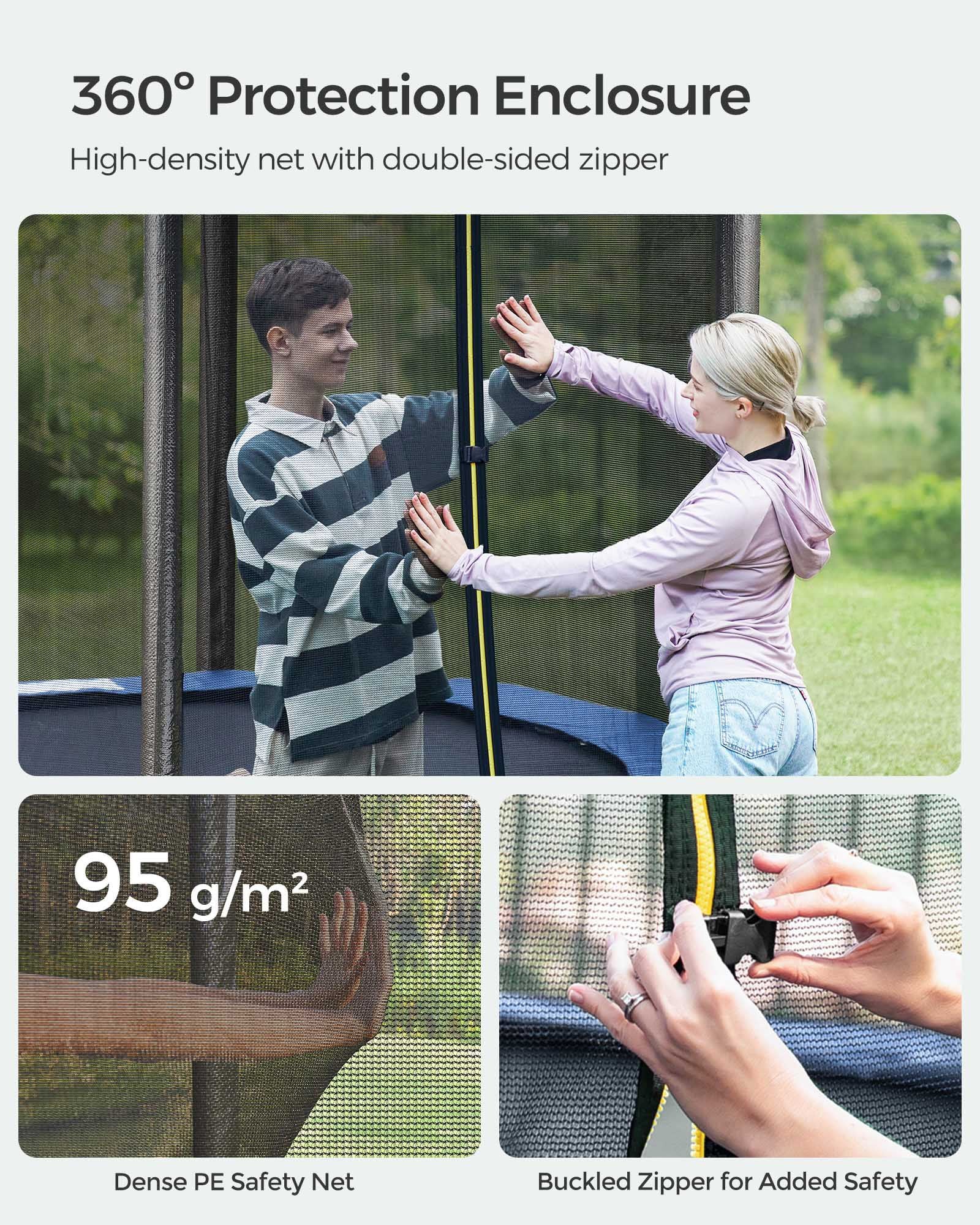 Trampoline - Steel - Blue - Complete Set with Safety Enclosure and Ladder