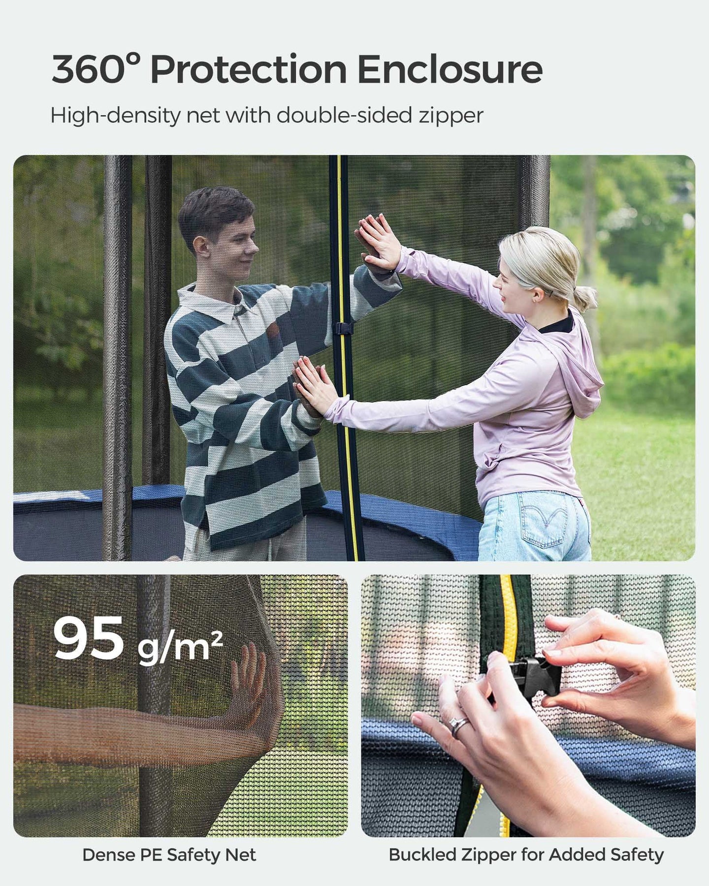 Trampoline - Steel - Blue - Complete Set with Safety Enclosure and Ladder