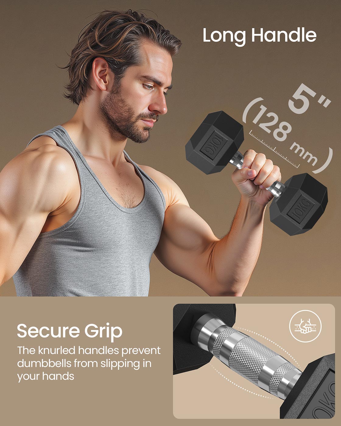 Hexagonal Dumbbell Set - Metal - N/A