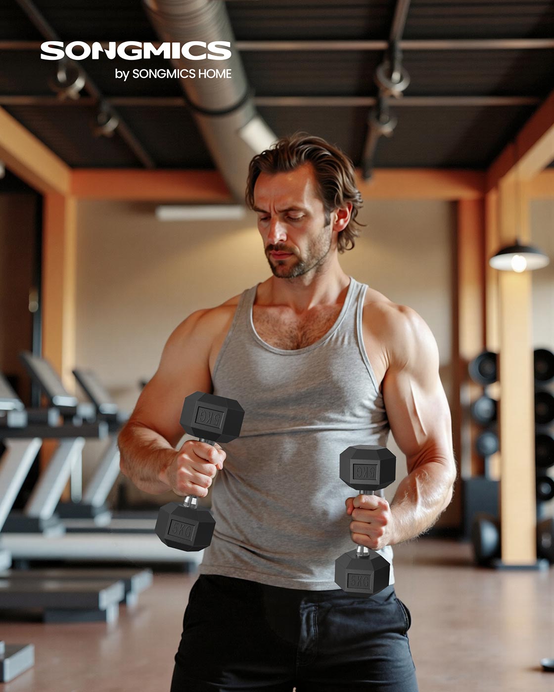 Hexagonal Dumbbell Set - Metal - N/A