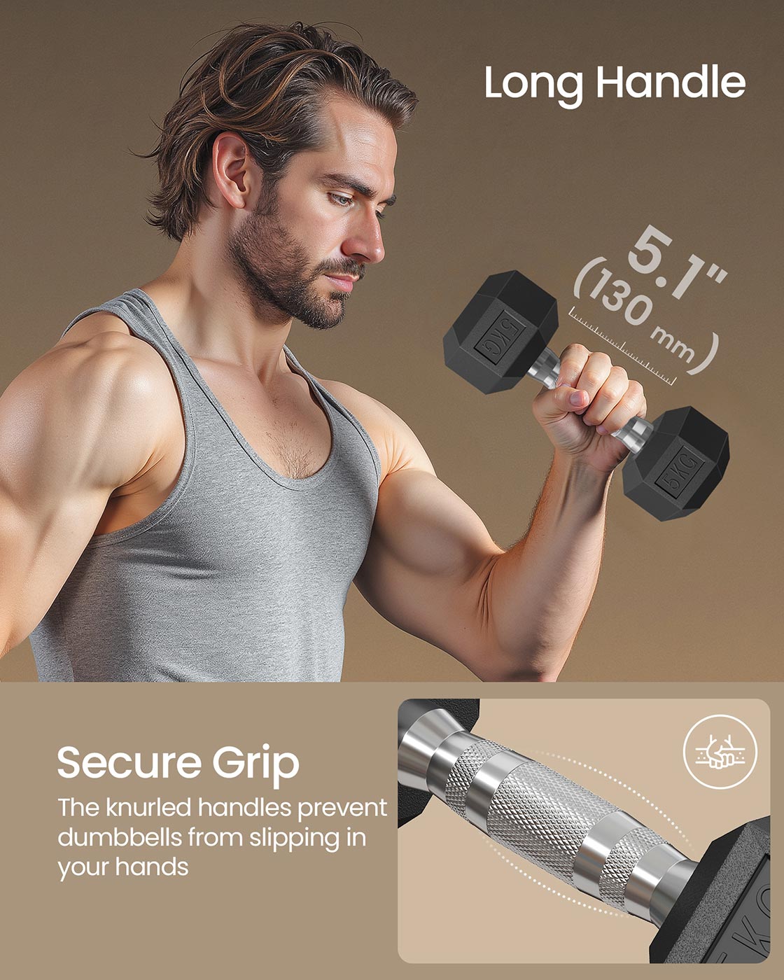 Hexagonal Dumbbell Set - Metal - N/A