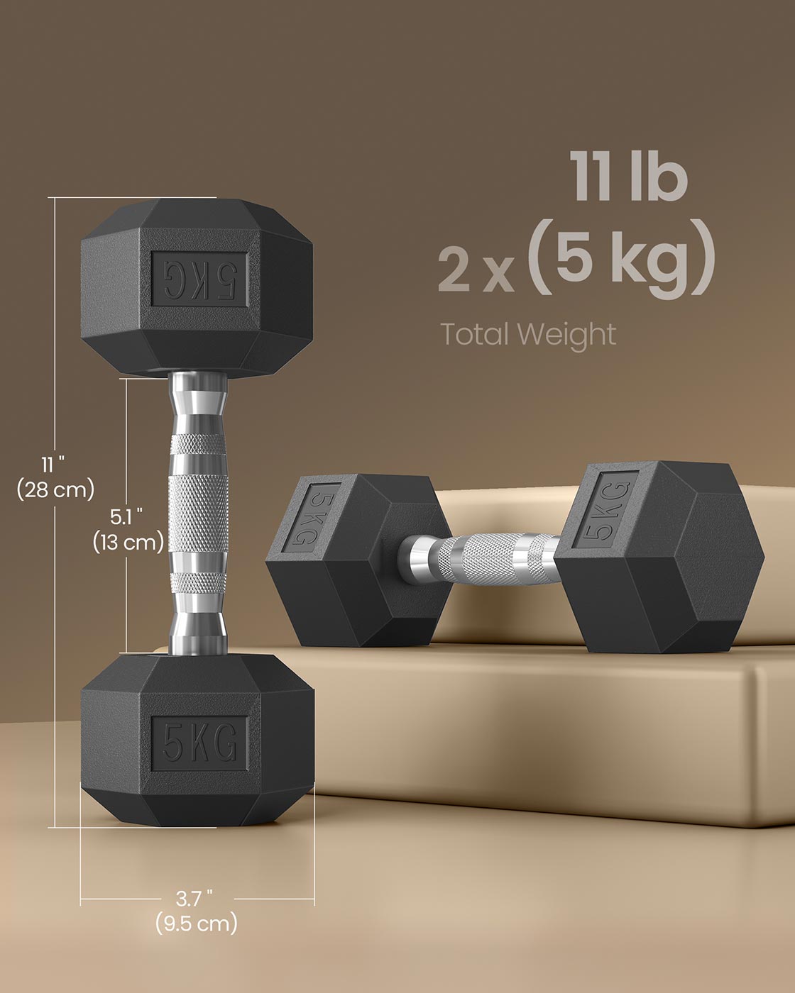Hexagonal Dumbbell Set - Metal - N/A