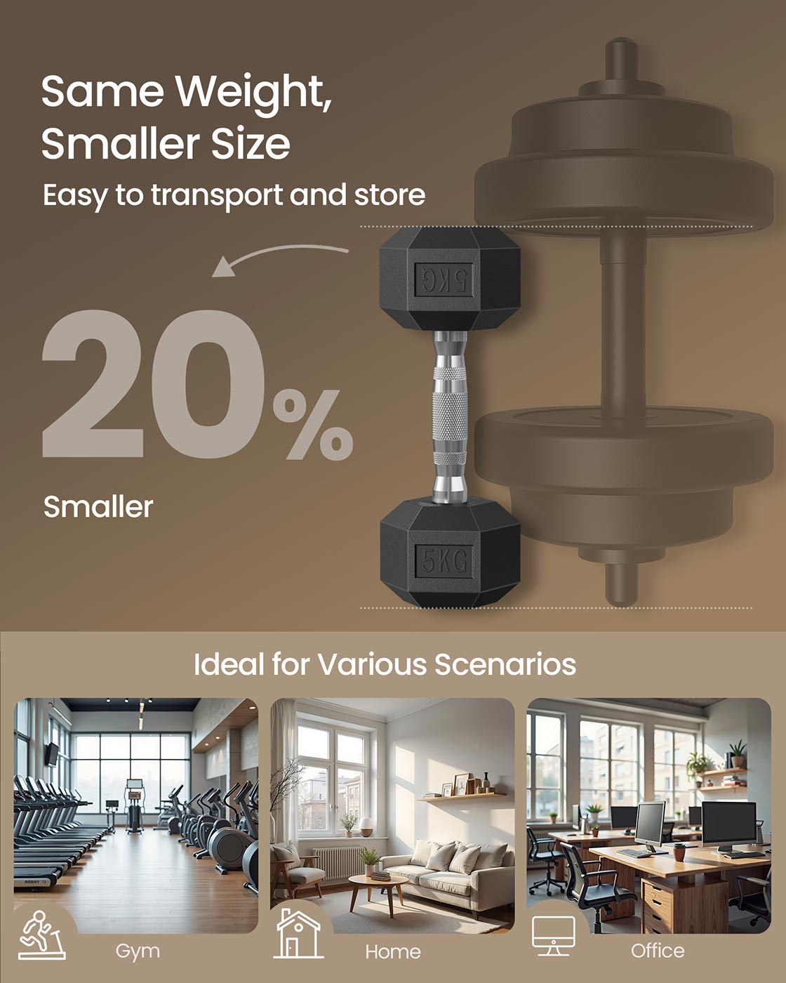 Hexagonal Dumbbell Set - Metal - N/A