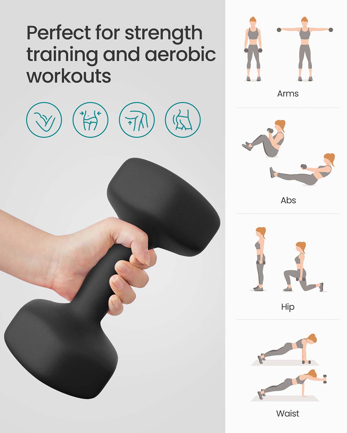 Hex Dumbbell Set - Neoprene - Multi-colored