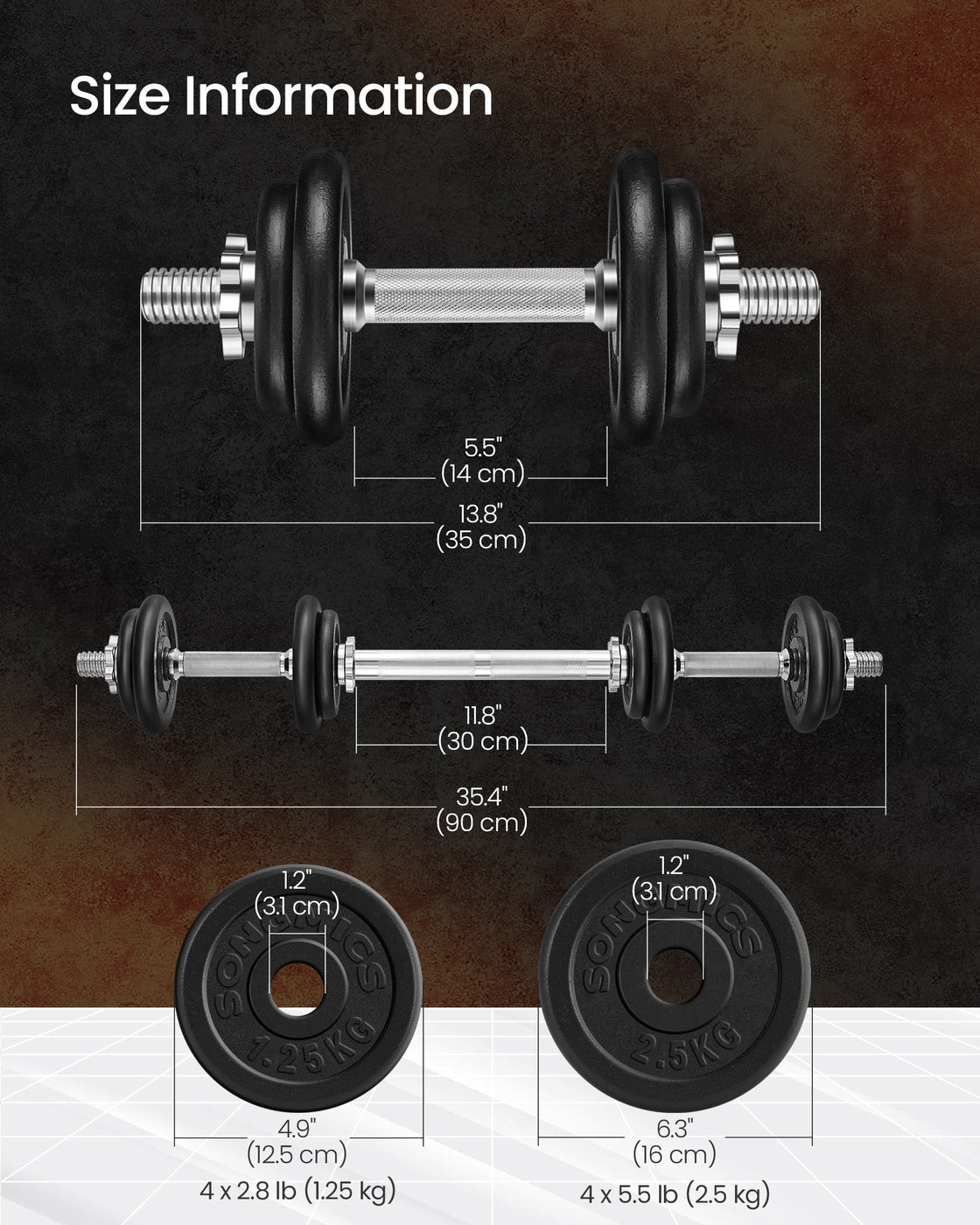 Adjustable Dumbbells - Cast Iron - Orange - Includes Extra Barbell Bar and Removable Protective Covers