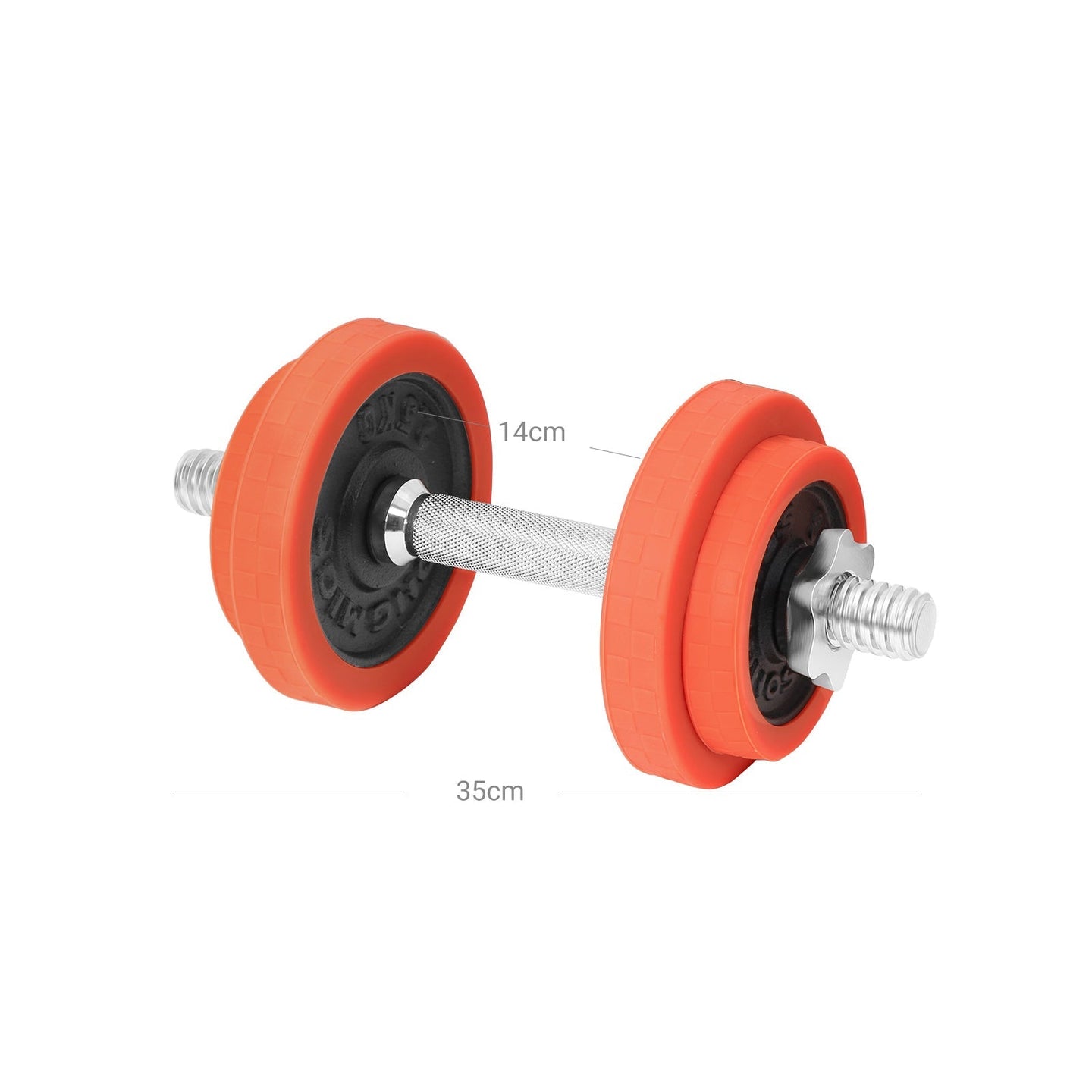 Dumbbell Set - Cast Iron - Orange - Adjustable with Extra Barbell Bar