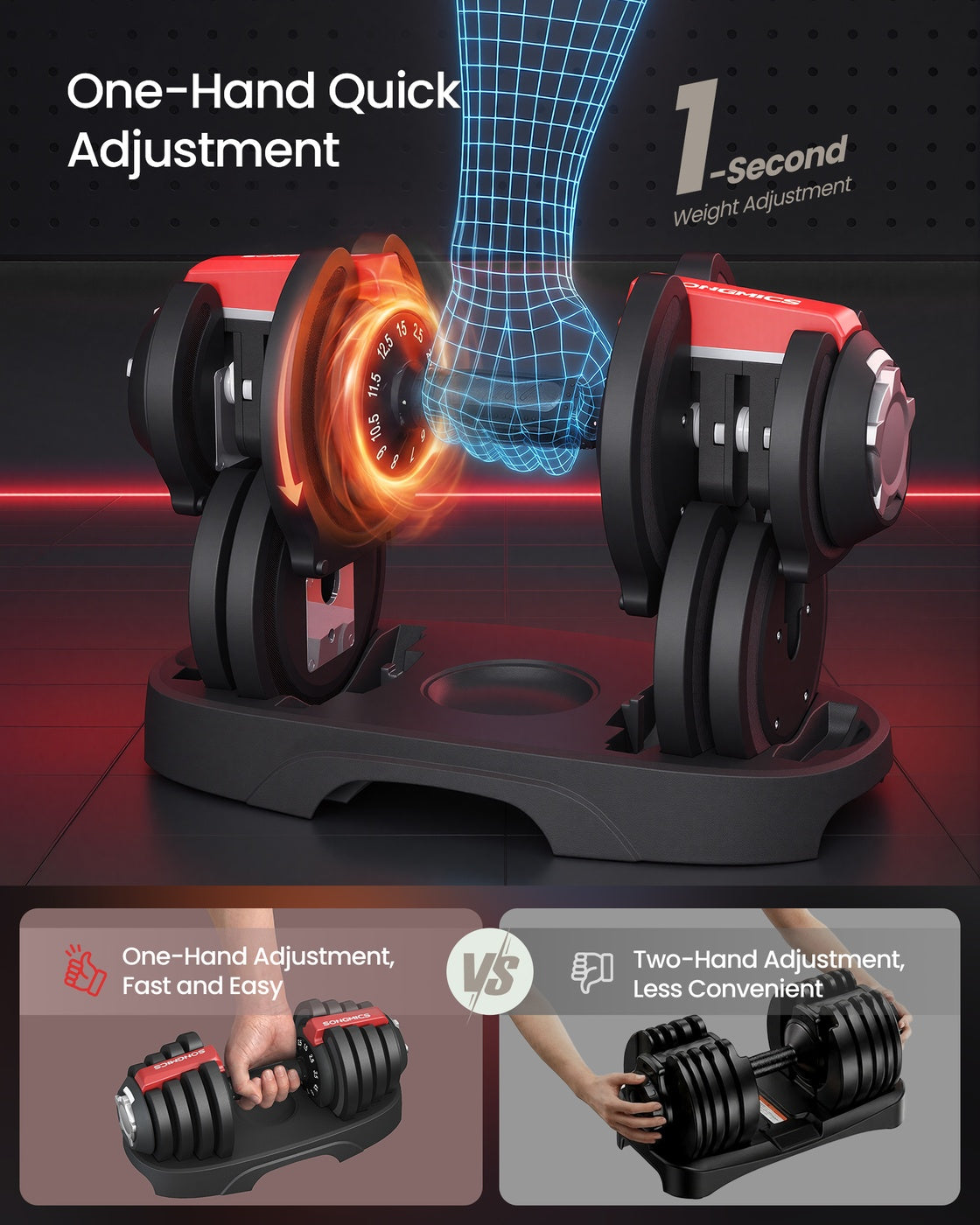 Adjustable Dumbbells Set - 2 Pack - Steel and ABS Plastic
