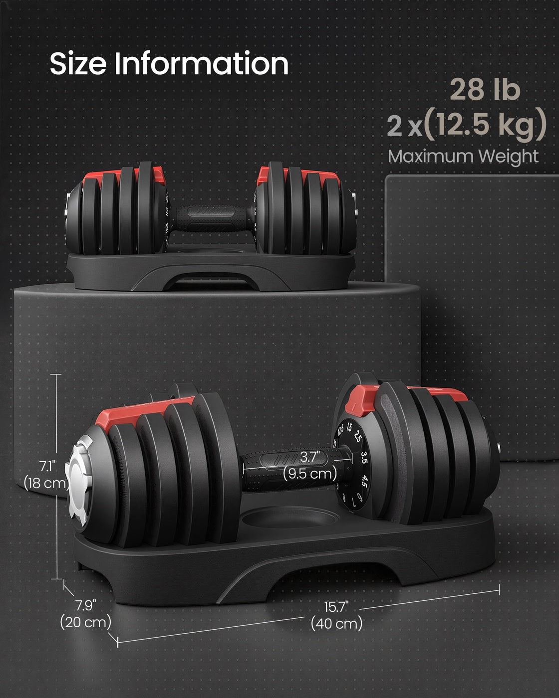 Adjustable Dumbbells Set - 2 Pack - Steel and ABS Plastic