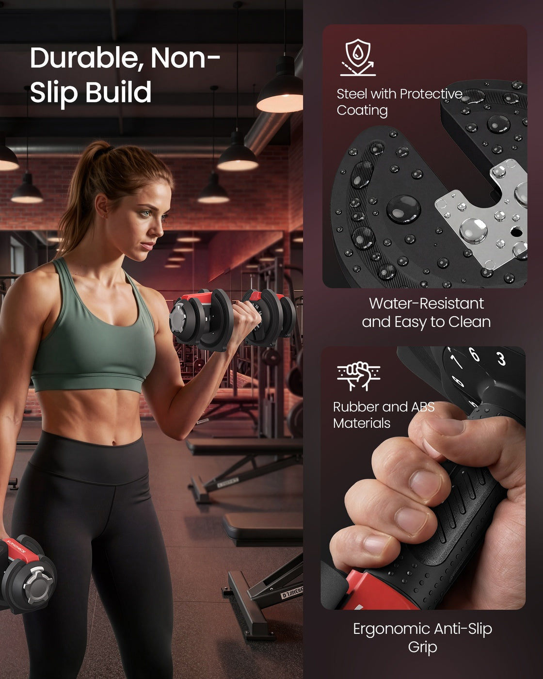 Adjustable Dumbbells Set - 2 Pack - Steel and ABS Plastic