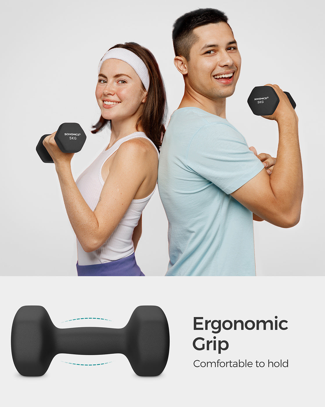 Dumbbell Set - 2 x 5 kg - Black - Vinyl Coating
