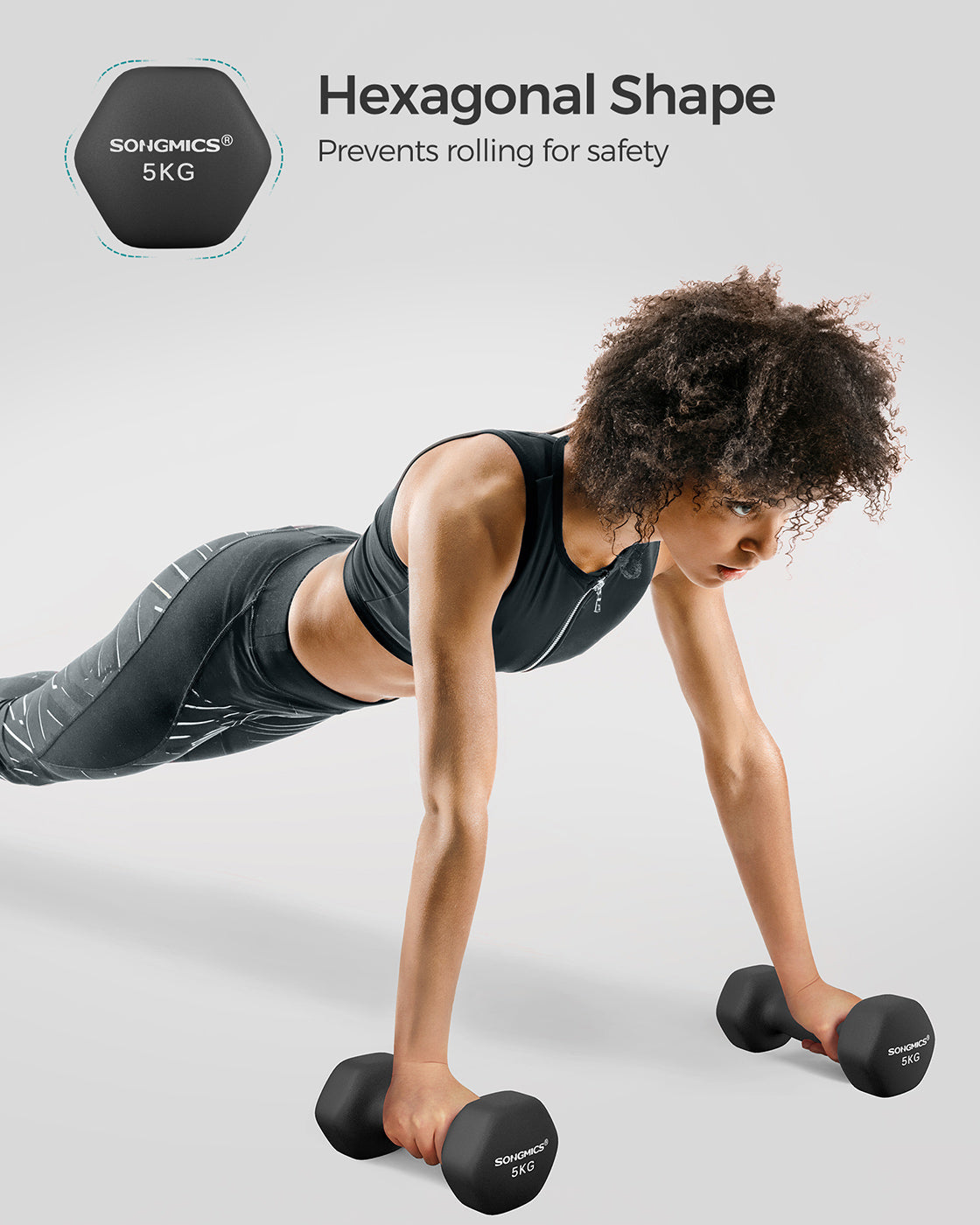 Dumbbell Set - 2 x 5 kg - Black - Vinyl Coating