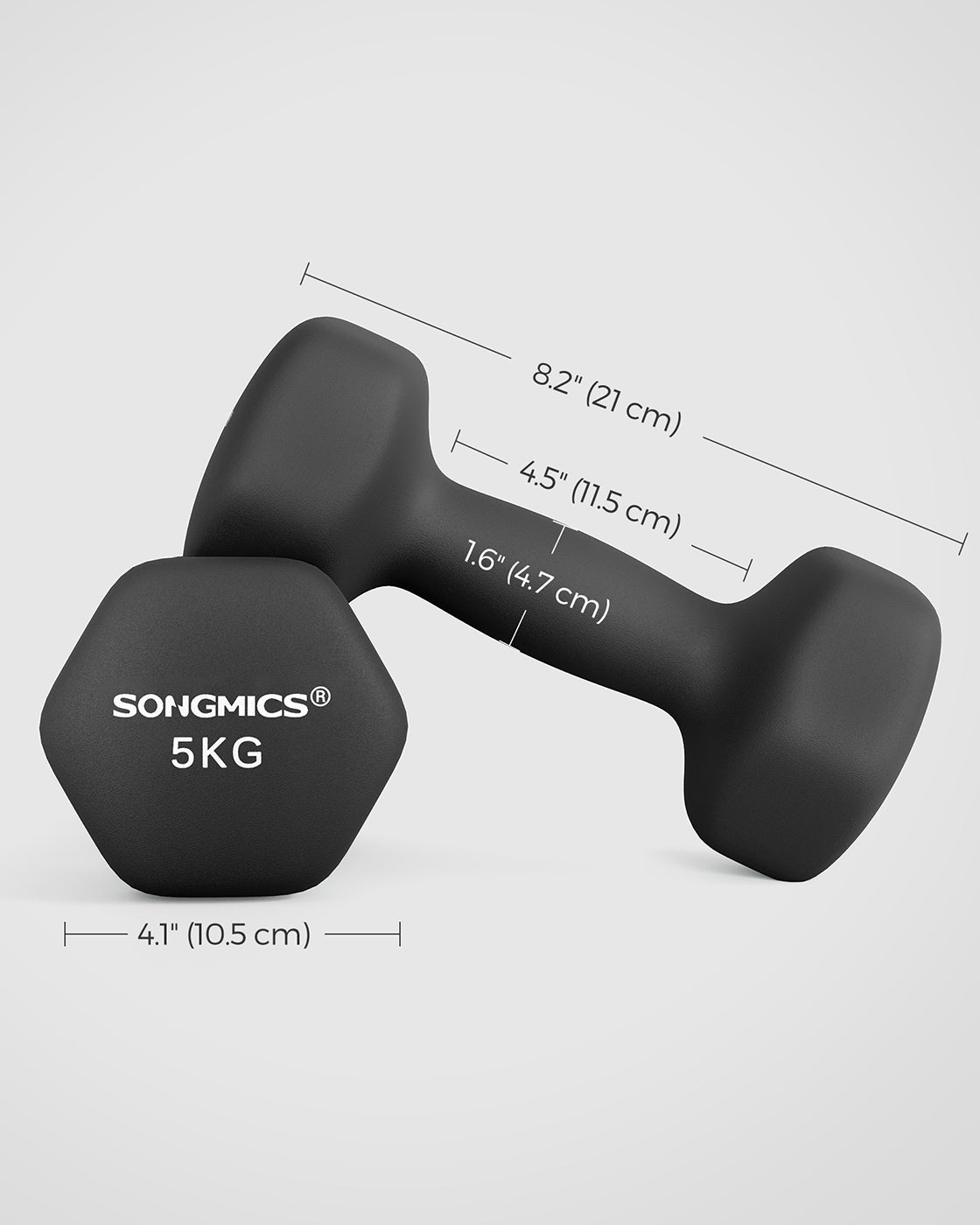 Dumbbell Set - 2 x 5 kg - Black - Vinyl Coating